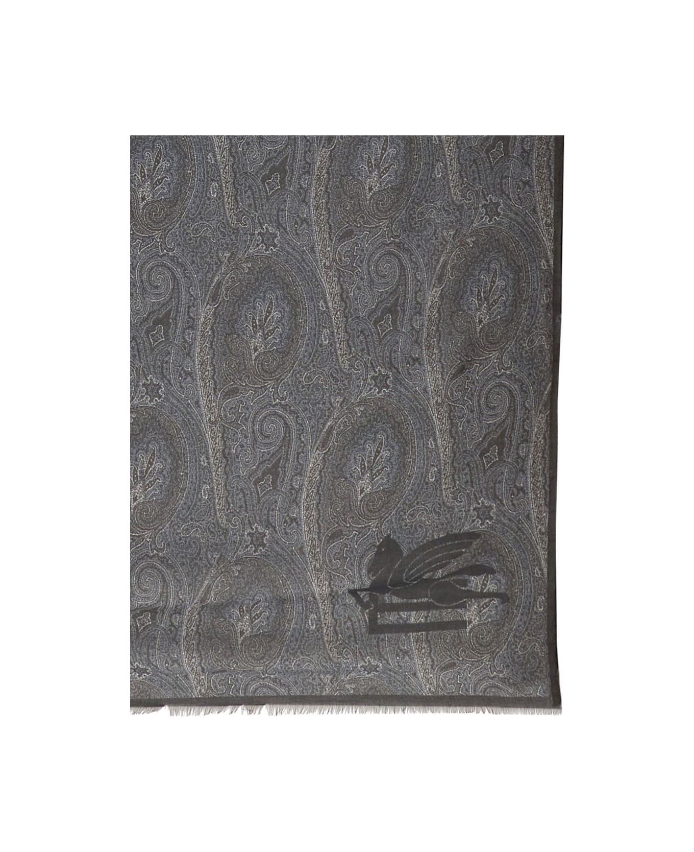 Etro Paisley Print Scarf - Grey