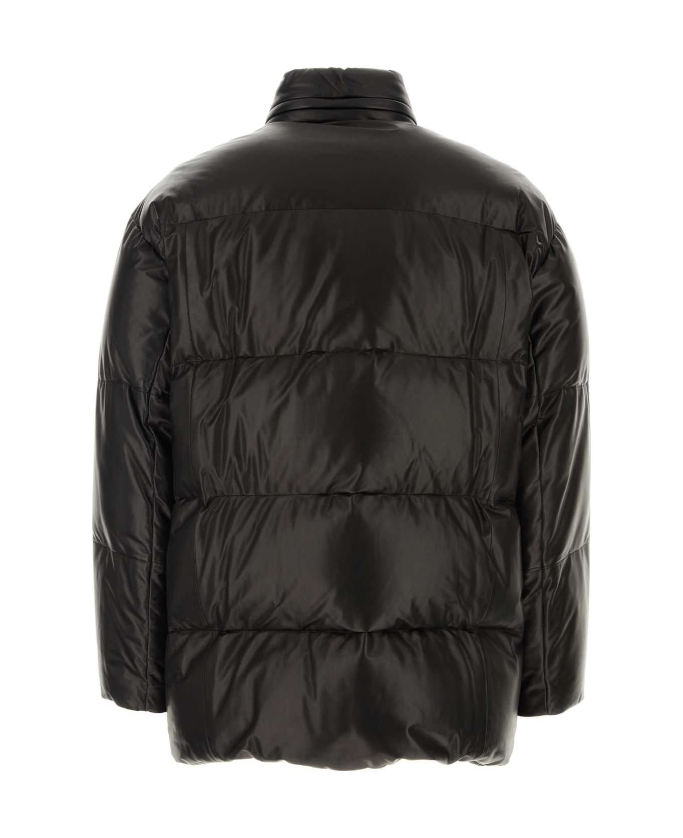 Prada Black Nappa Leather Down Jacket - NERO