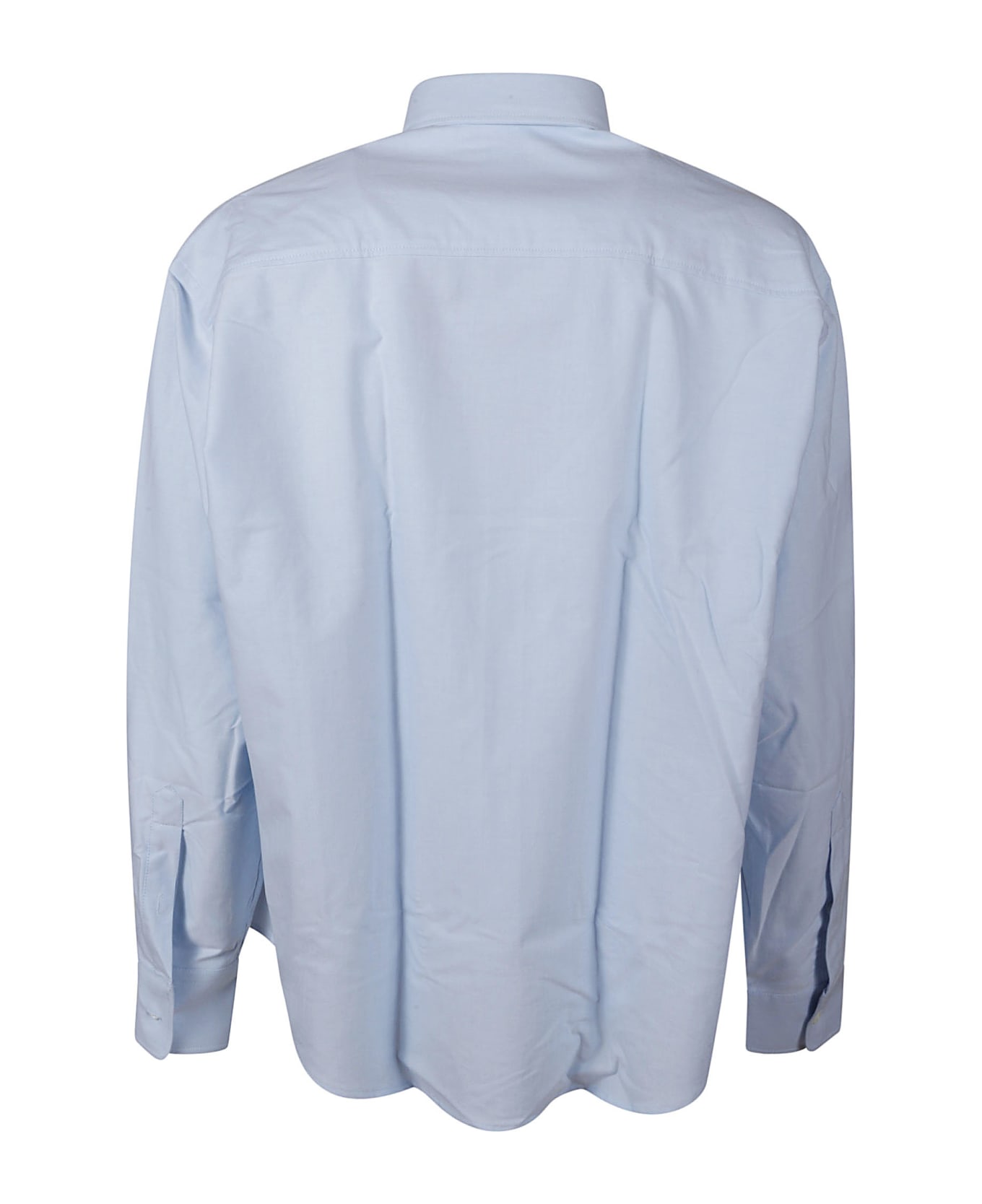 Ami Alexandre Mattiussi Logo Embroidered Round Hem Plain Shirt - Sky Blue