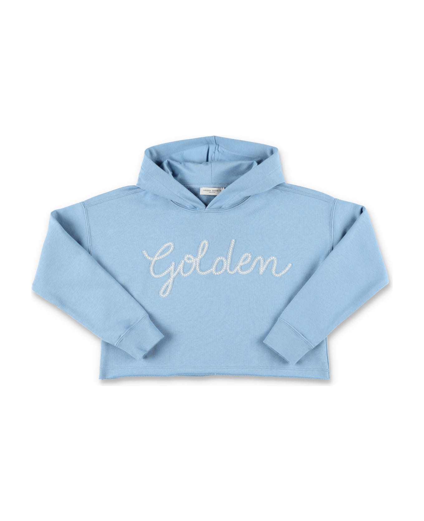 Golden Goose Cropped Hoodie With Logo - BLUE
