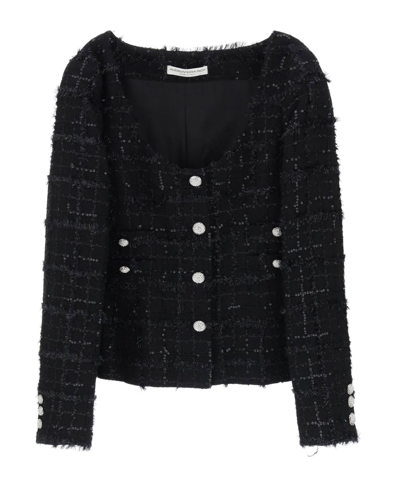 Alessandra Rich Tweed Jacket With Sequins Embell - BLACK (Black)