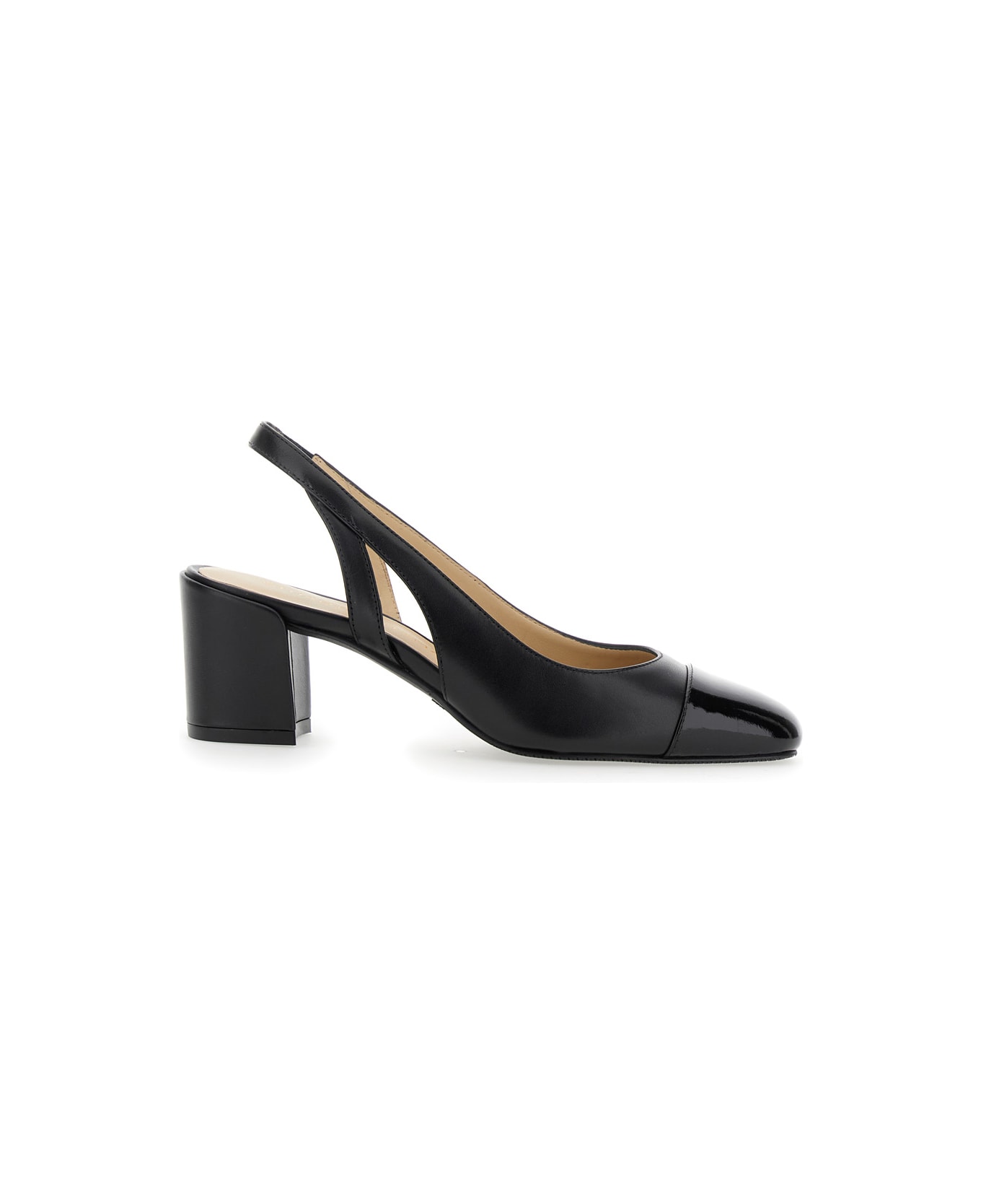 Stuart Weitzman 'sleek' Black Slingback Pumps With Block Heel In Leather Woman - Black