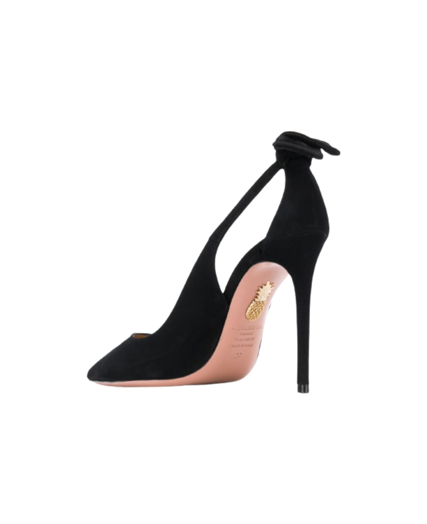 Aquazzura Black Suede Pumps With Bow Detail - Nero