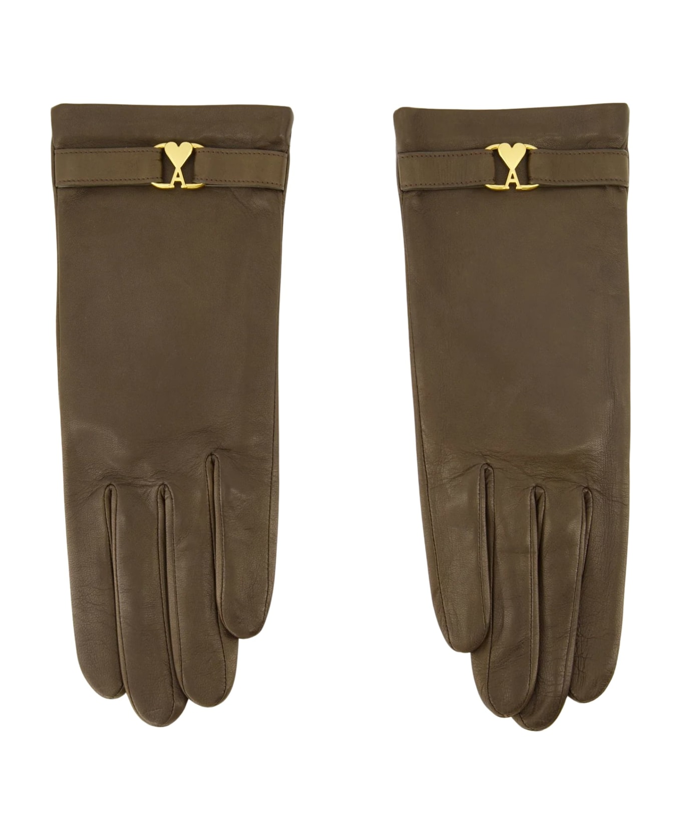 Ami Alexandre Mattiussi Ami De Coeur Gloves - Brown