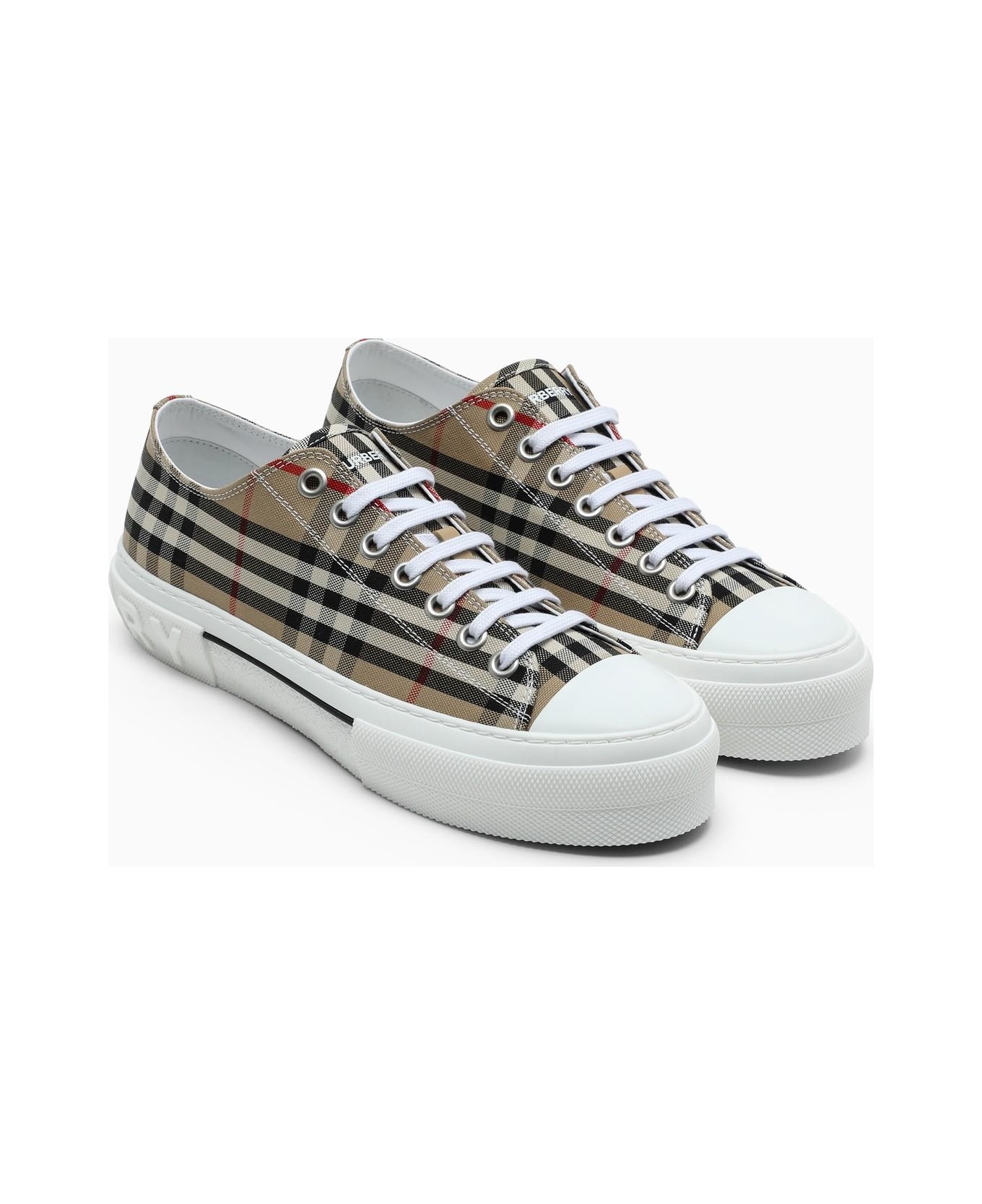 Burberry Beige Sneakers With Vintage Check Motif - NEUTRALS