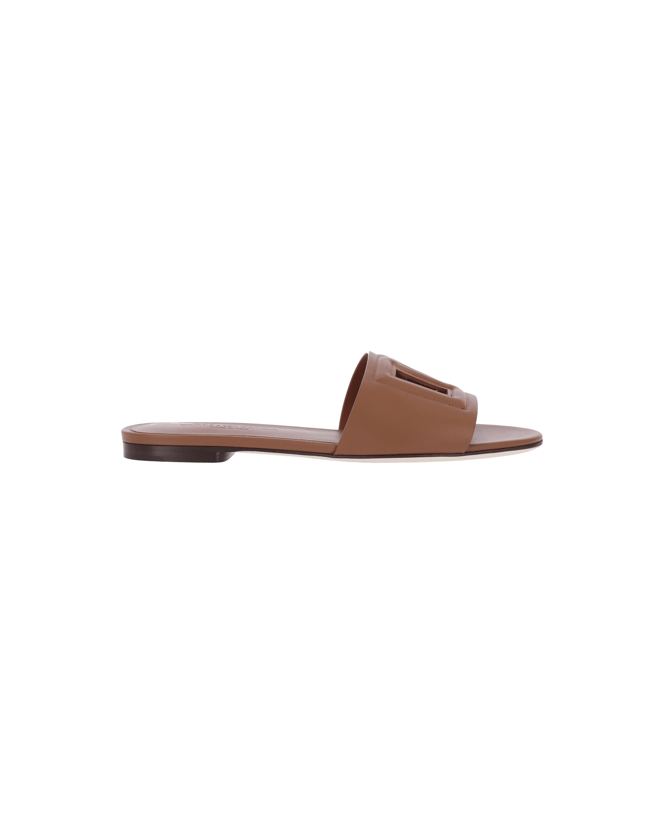 Dolce & Gabbana Logo Slide Sandals - Brown
