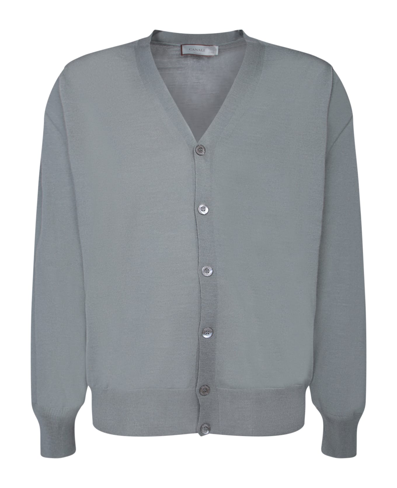 Canali Light Grey Wool Cardigan - Blue