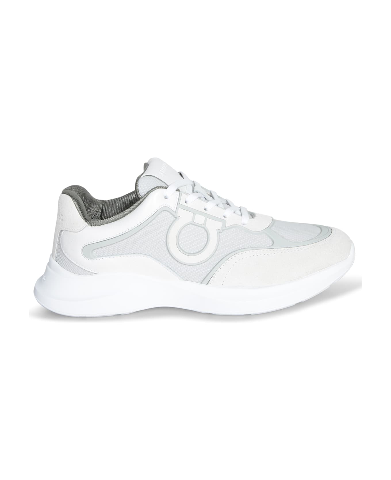Ferragamo Bay Man White And Grey Sneaker - White