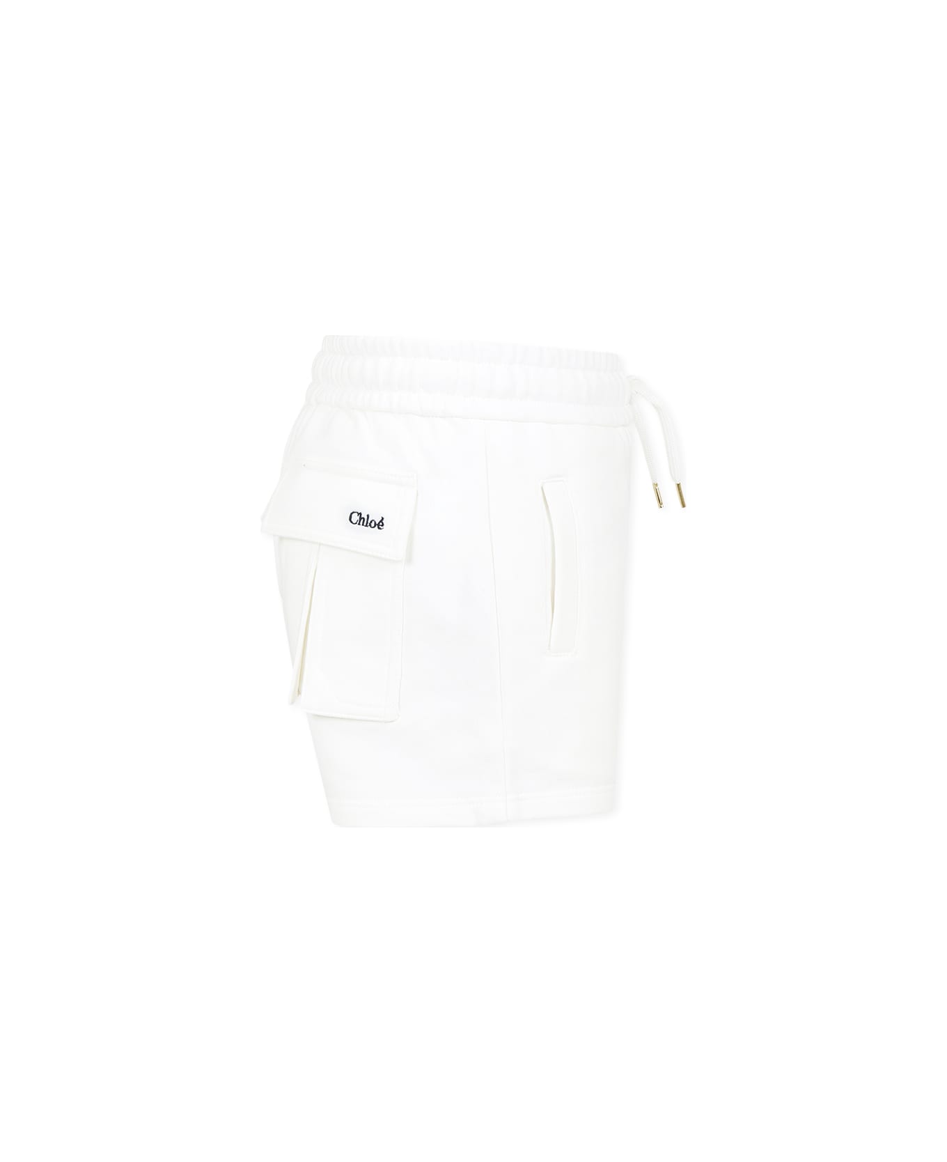 Chloé White Shorts For Girl With Logo - White