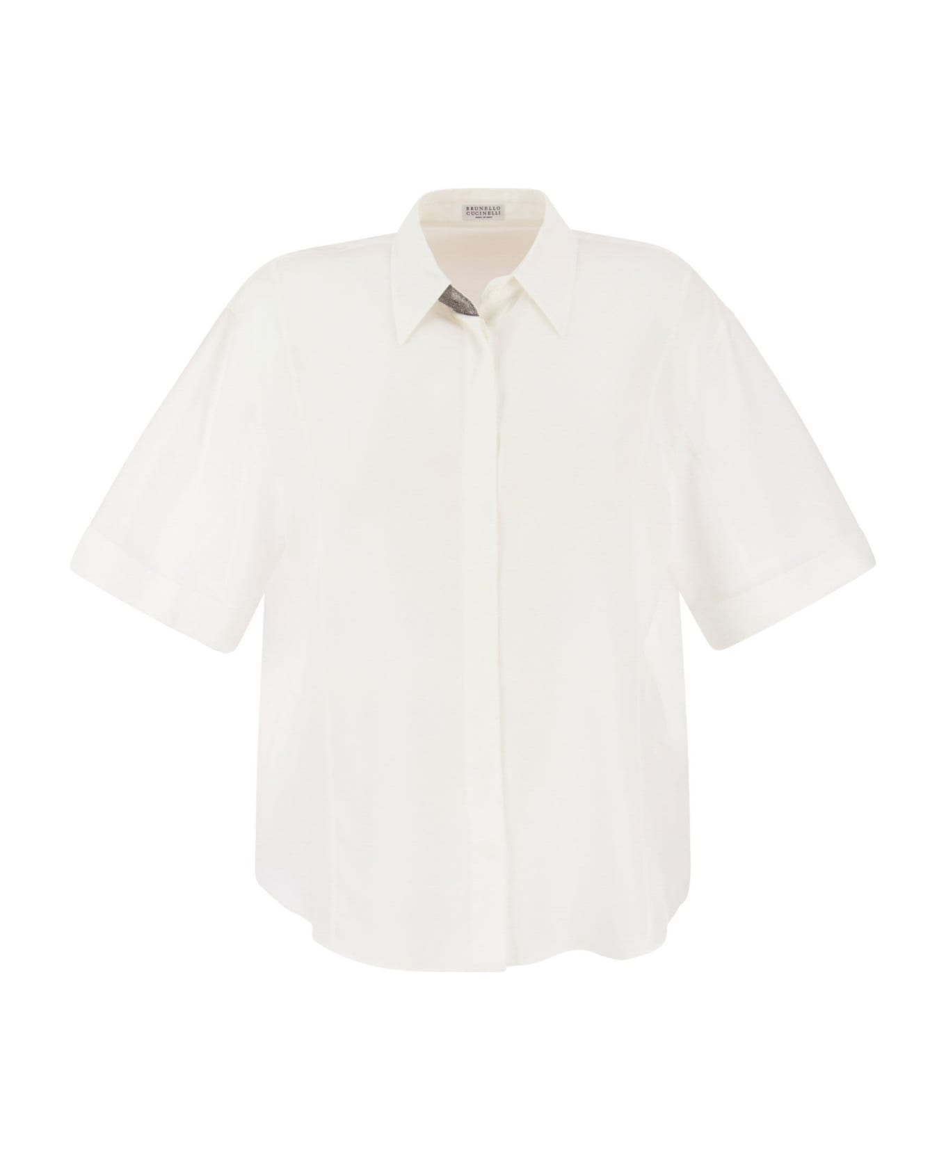 Brunello Cucinelli Silk Crepe De Chine Shirt With Precious Buttonhole - NATURALE