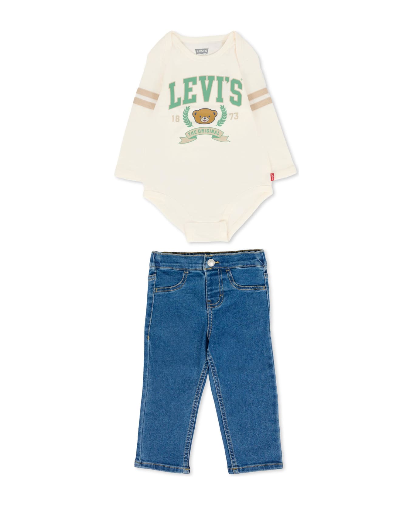 Levi's Ivory Suit For Baby Boy With Logo - Ivory