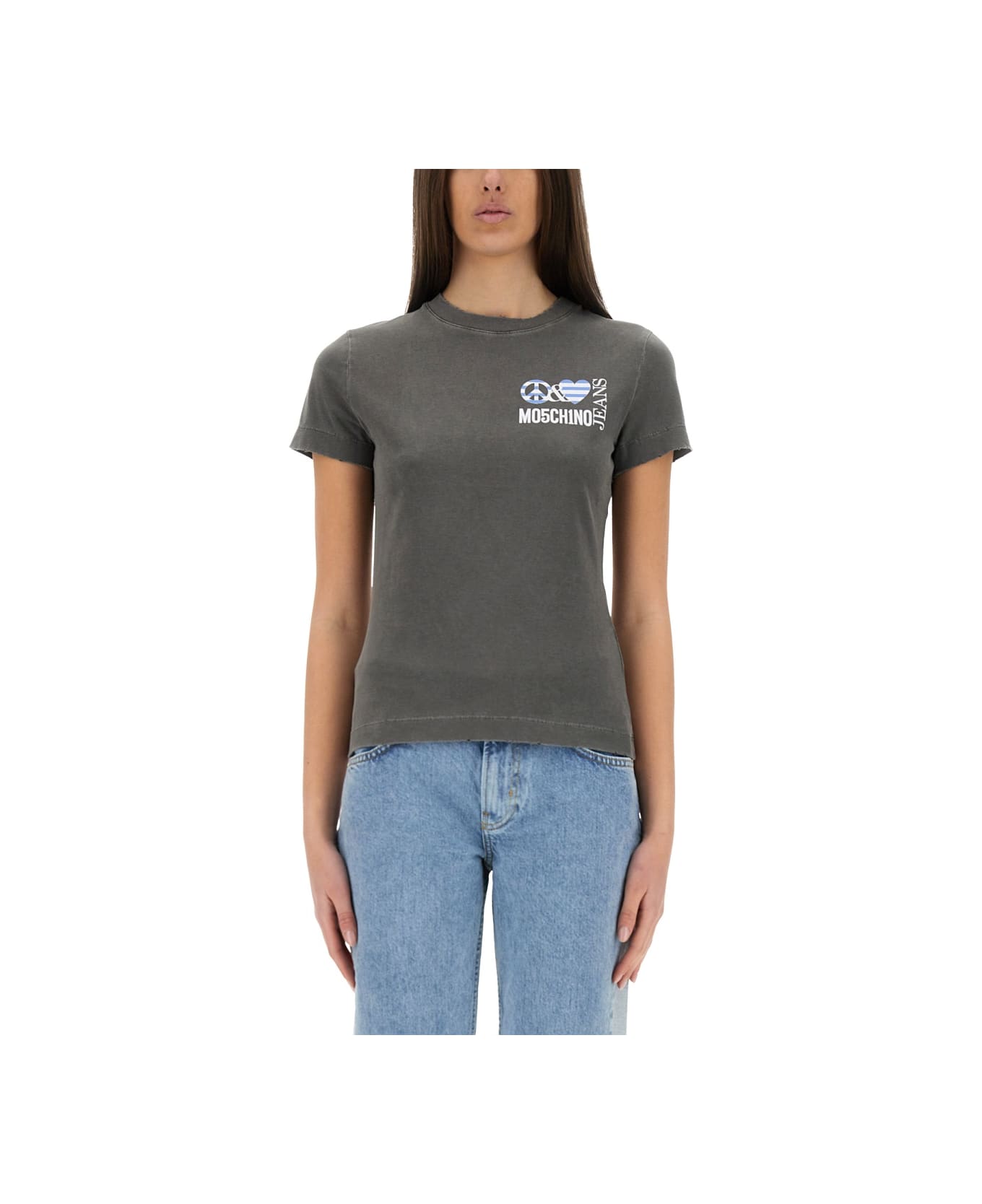 M05CH1N0 Jeans T-shirt With Logo - BLACK