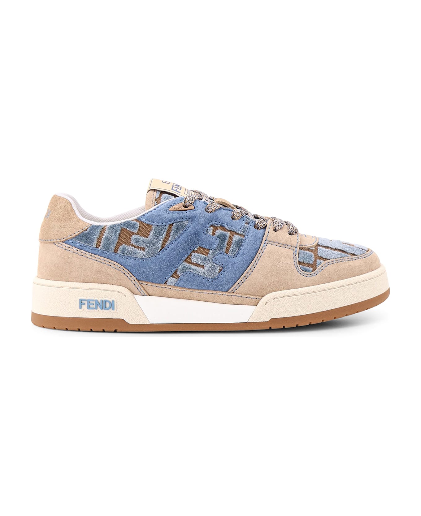 Fendi Suede Sneakers With Ff Inserts - Blue