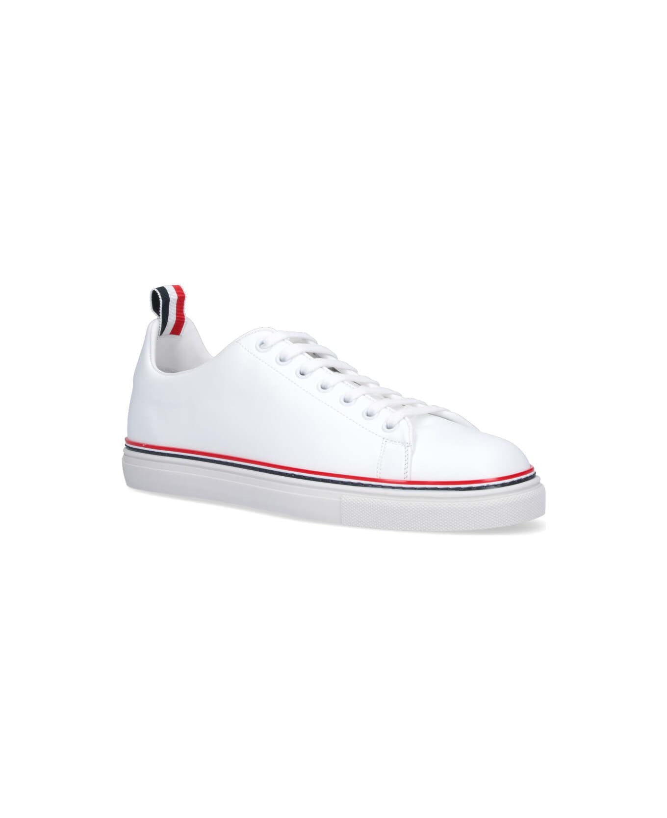 Thom Browne Calf Leather Tennis Shoes - White