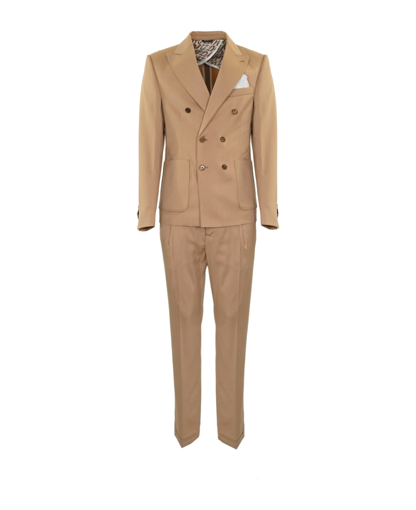 Daniele Alessandrini Camel Double-breasted Suit - Cammello