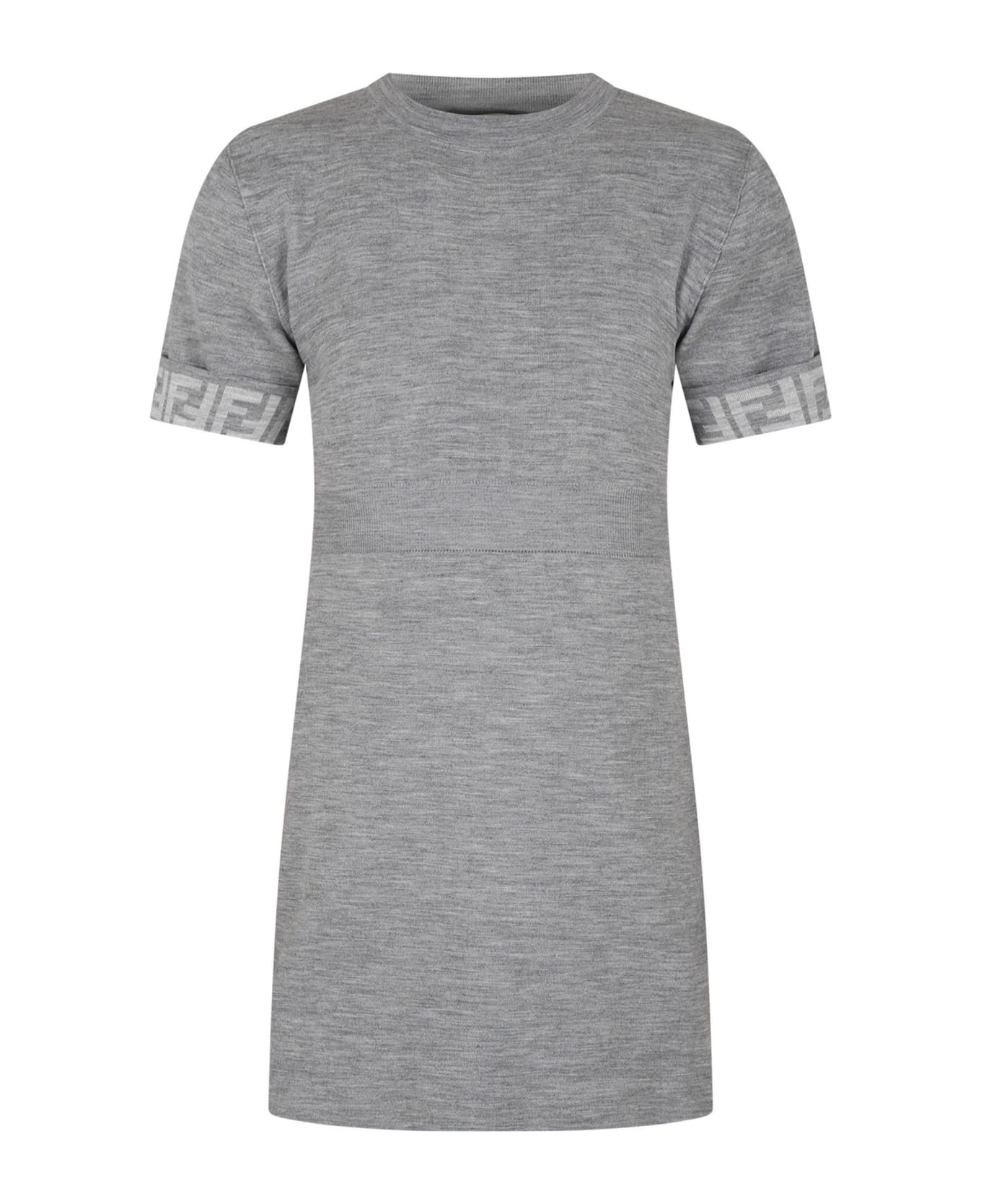 Fendi Grey Reversible Dress For Girl With Double F - Grey