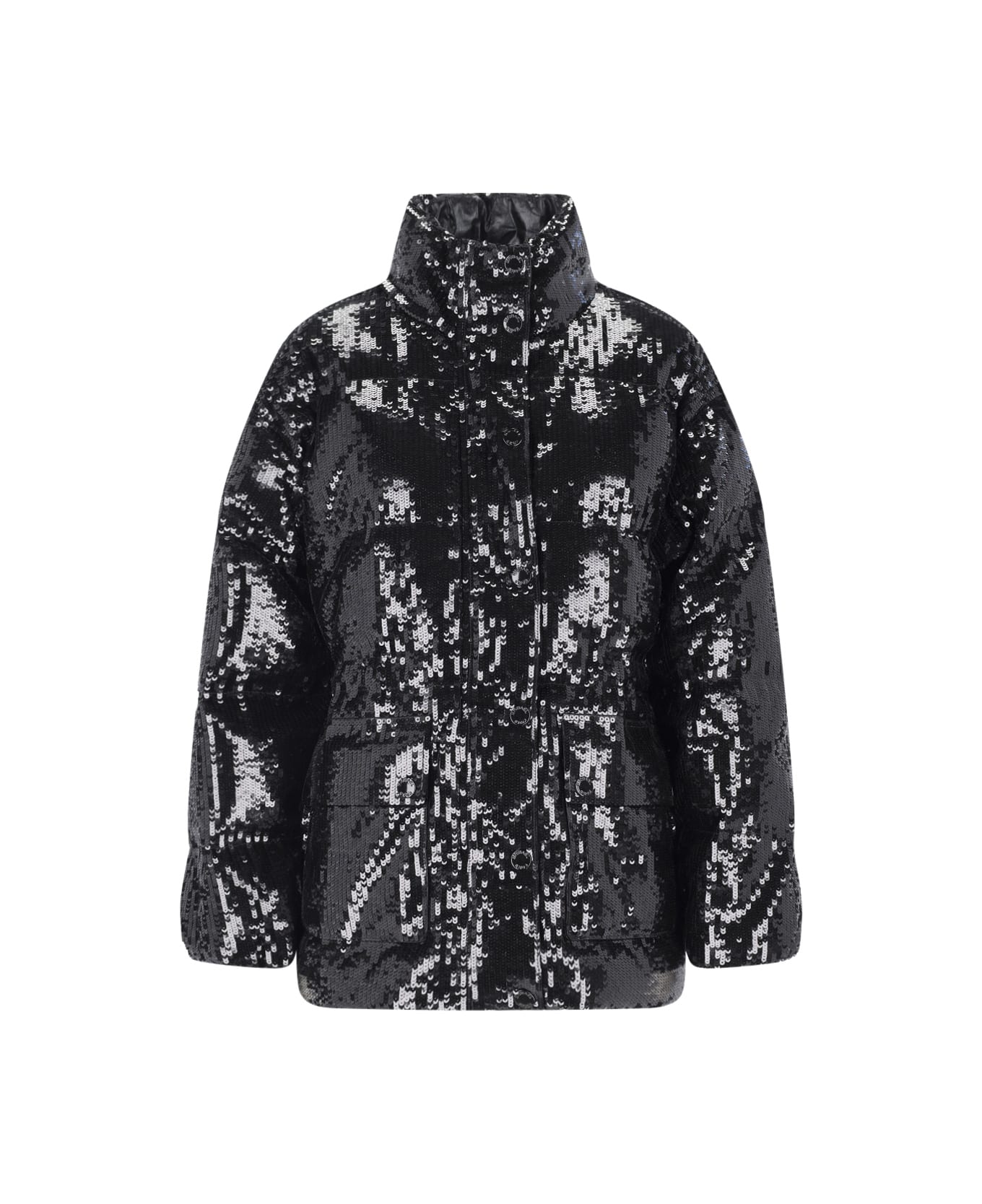 Michael Kors Sequin Embellished Puffer Jacket - Black