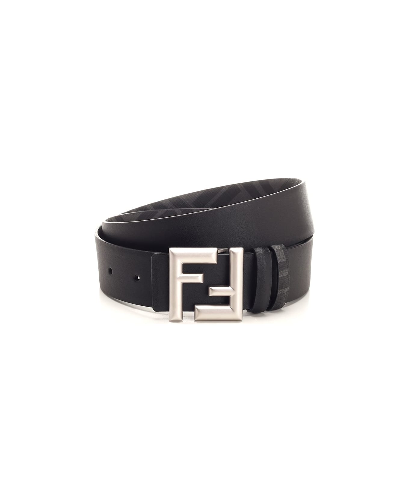 Fendi Ff Reversible Leather Belt - Black