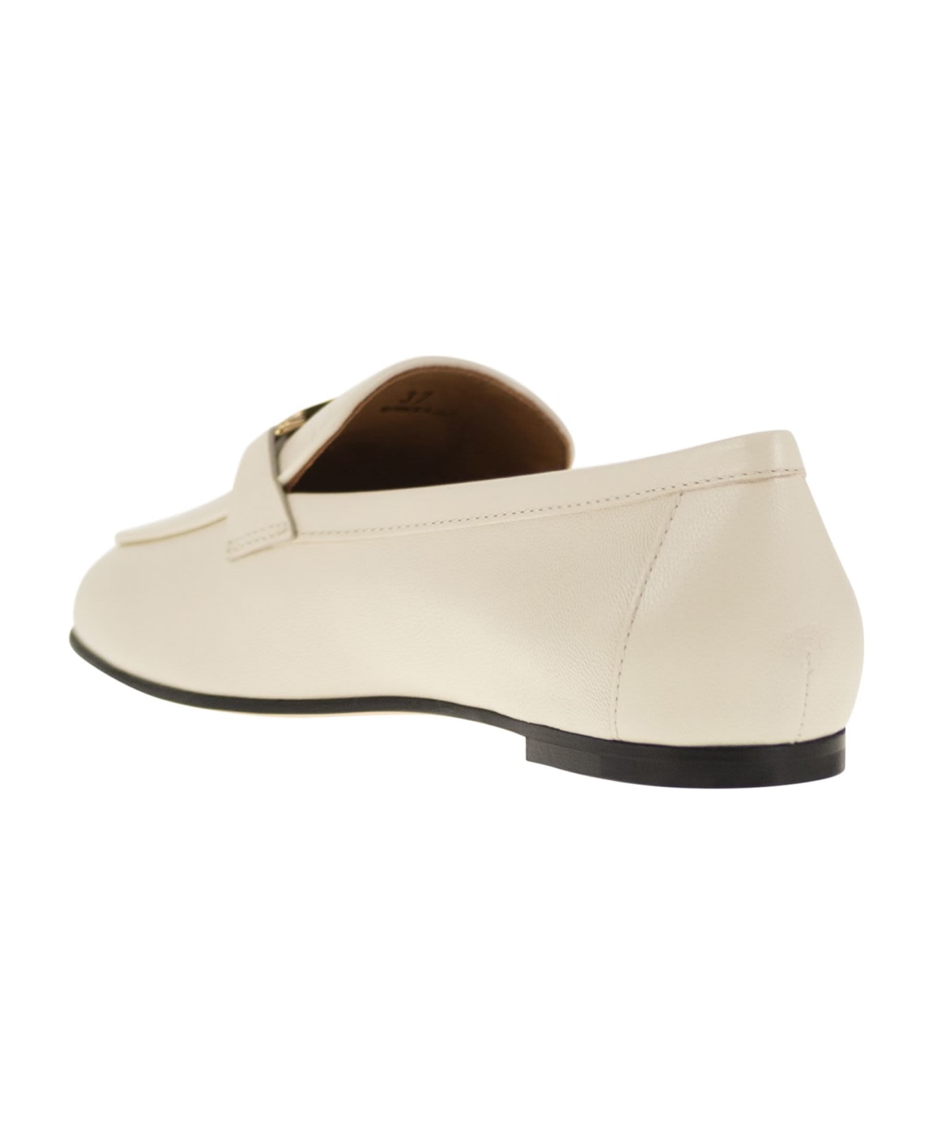 Tod's Leather Loafer With Accessory - Ivory