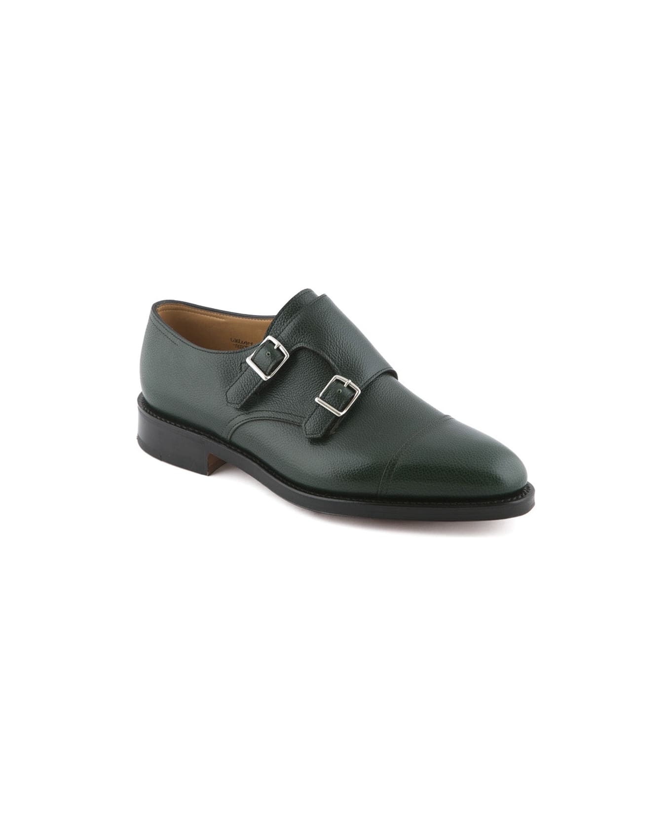 John Lobb William Green Grain Calf Monk Strap Shoe - Verde