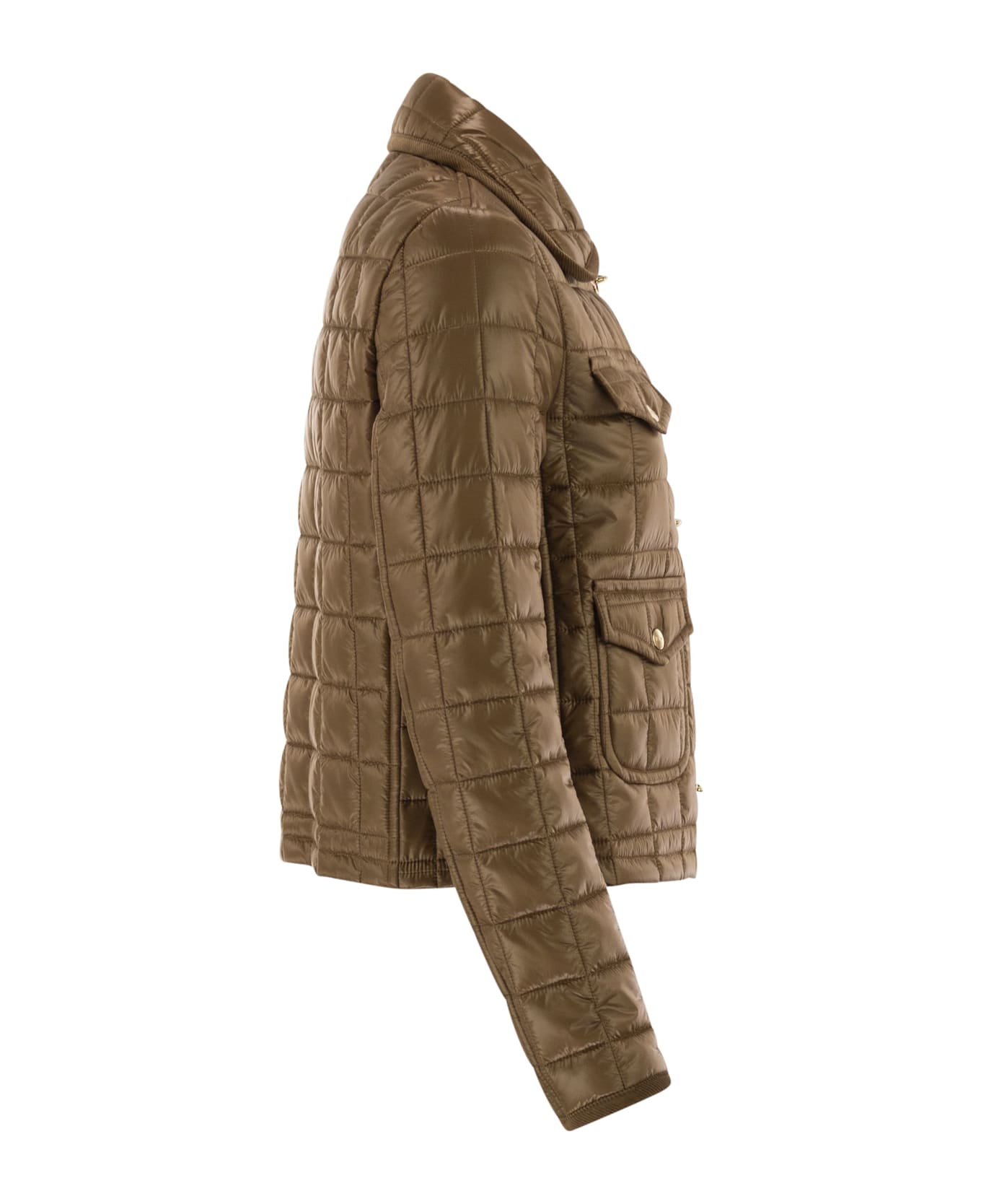 Fay 3 Hooks In Technical Checkered Fabric - Camel