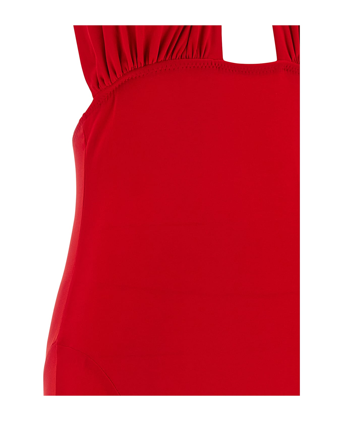 Norma Kamali 
cross Halter Fishtail
 Dress - Red