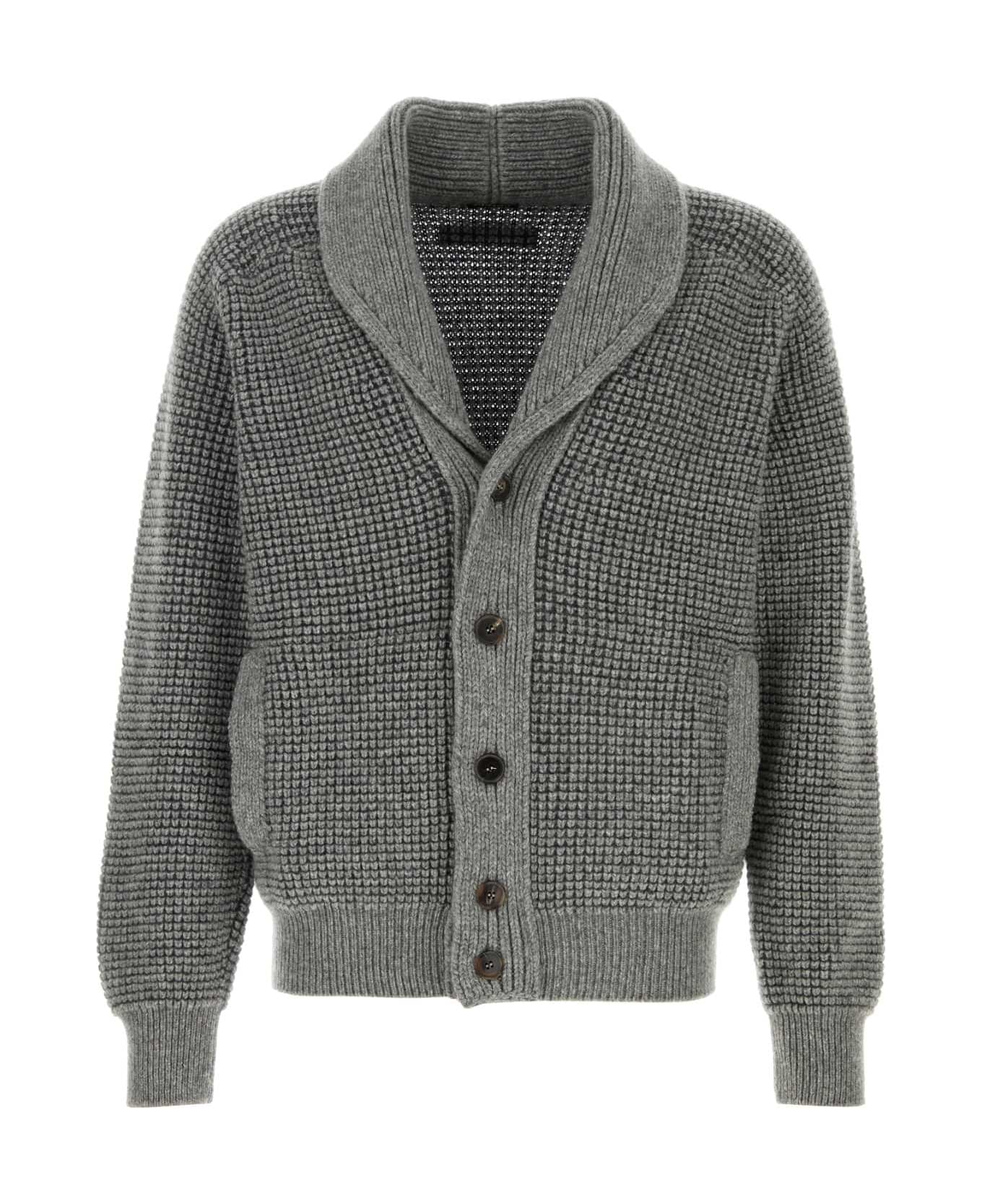 Zegna Dark Grey Cashmere Blend Cardigan - 200