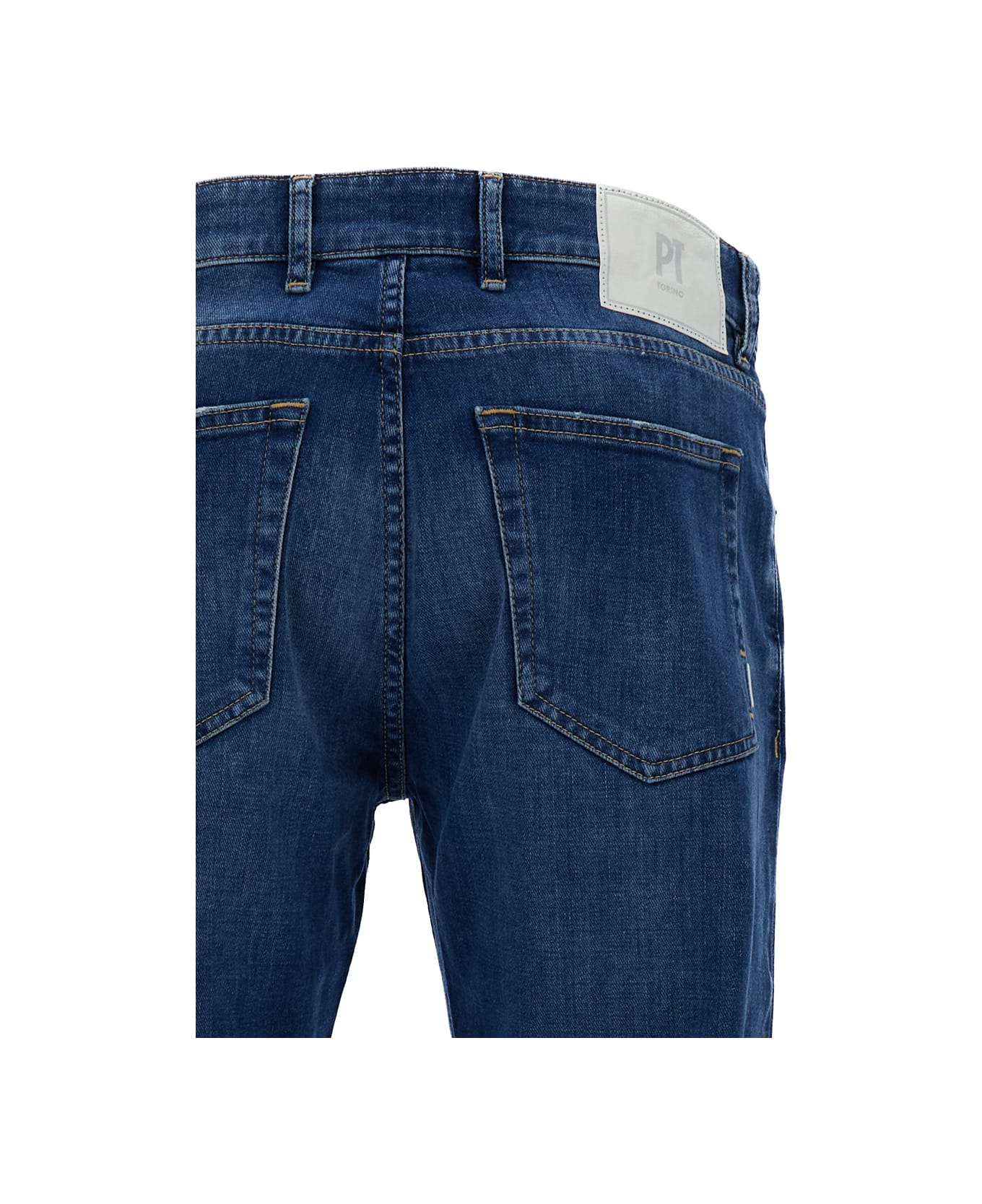 PT01 Dark Blue Medium Waist 'swing' Jeans In Cotton Blend Man - Blu