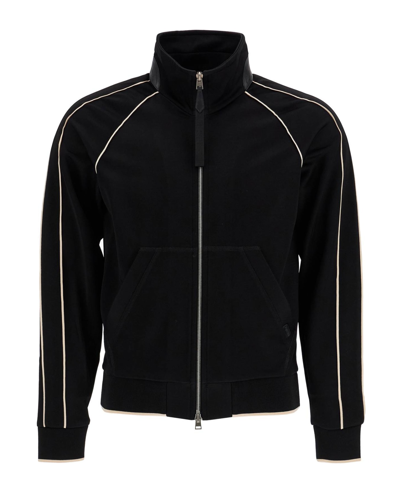 Tom Ford 'v-neck Viscose Zip-up - BLACK (Black)