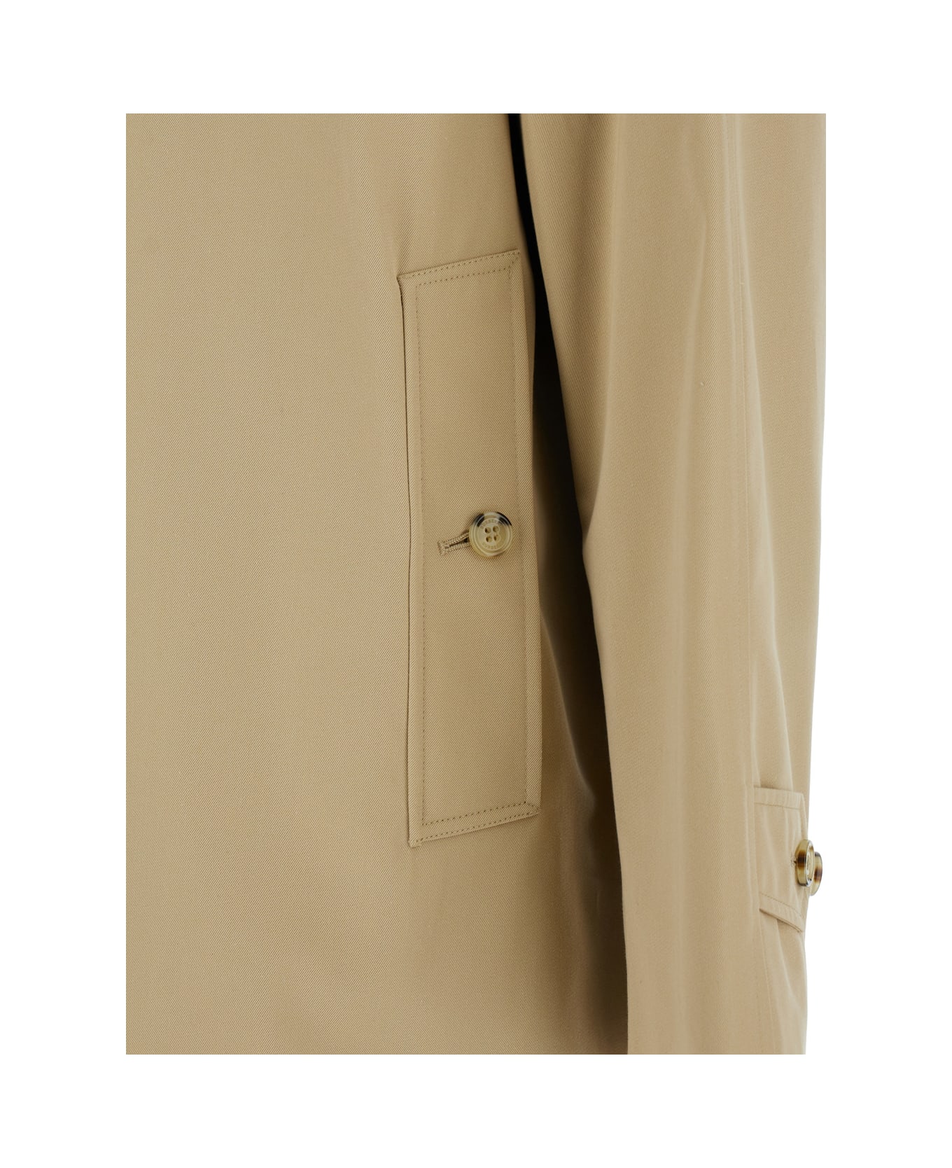 Burberry Beige Single-breasted Trench Coat With Concealed Closure In Gabardine Man - Beige