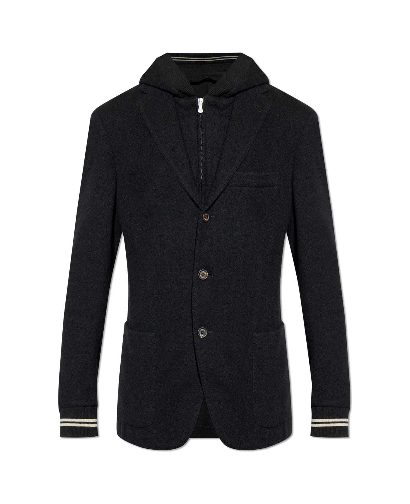 Eleventy Jacket With Detachable Hood - Black