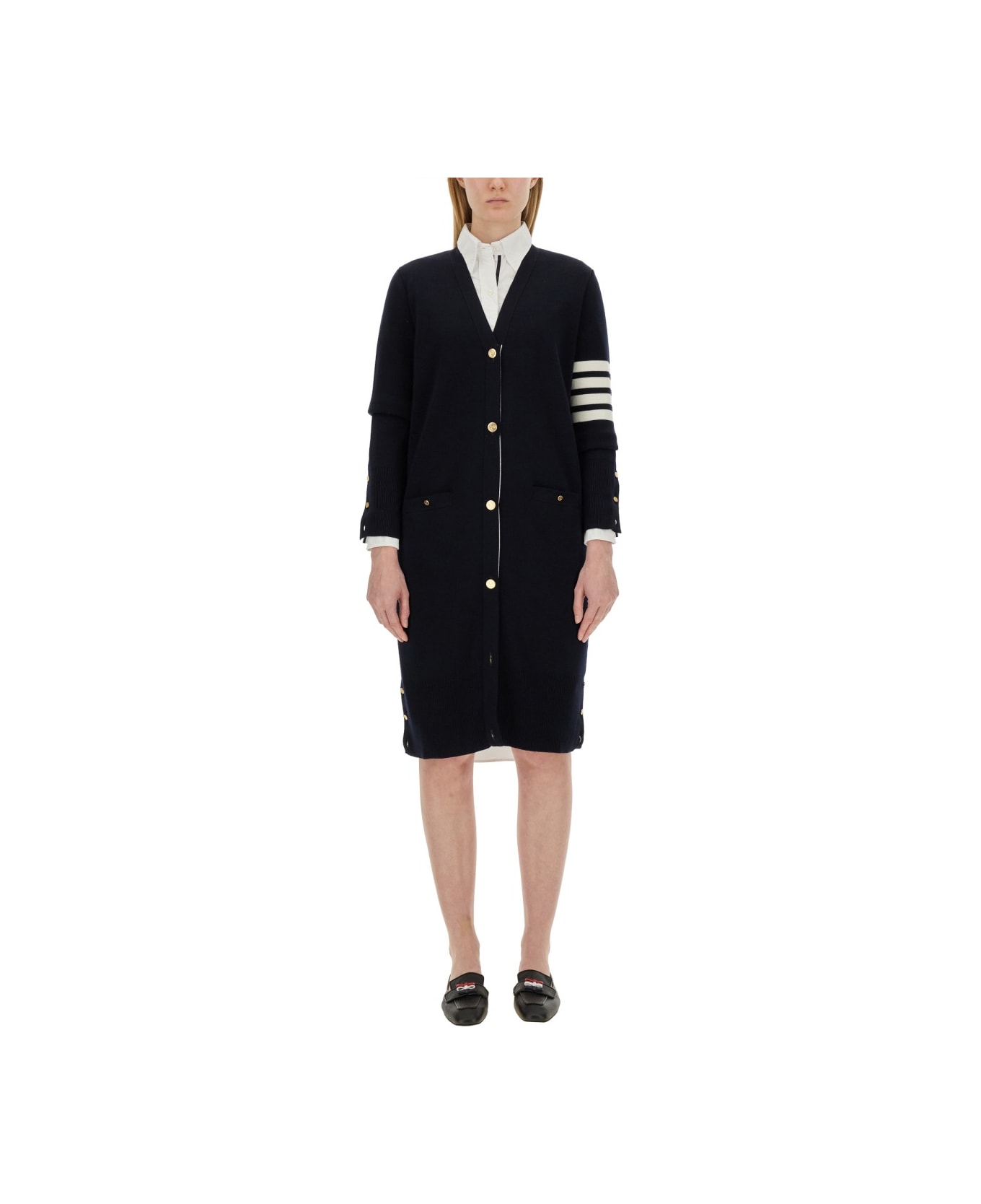 Thom Browne 4bar Long Cardigan - BLUE