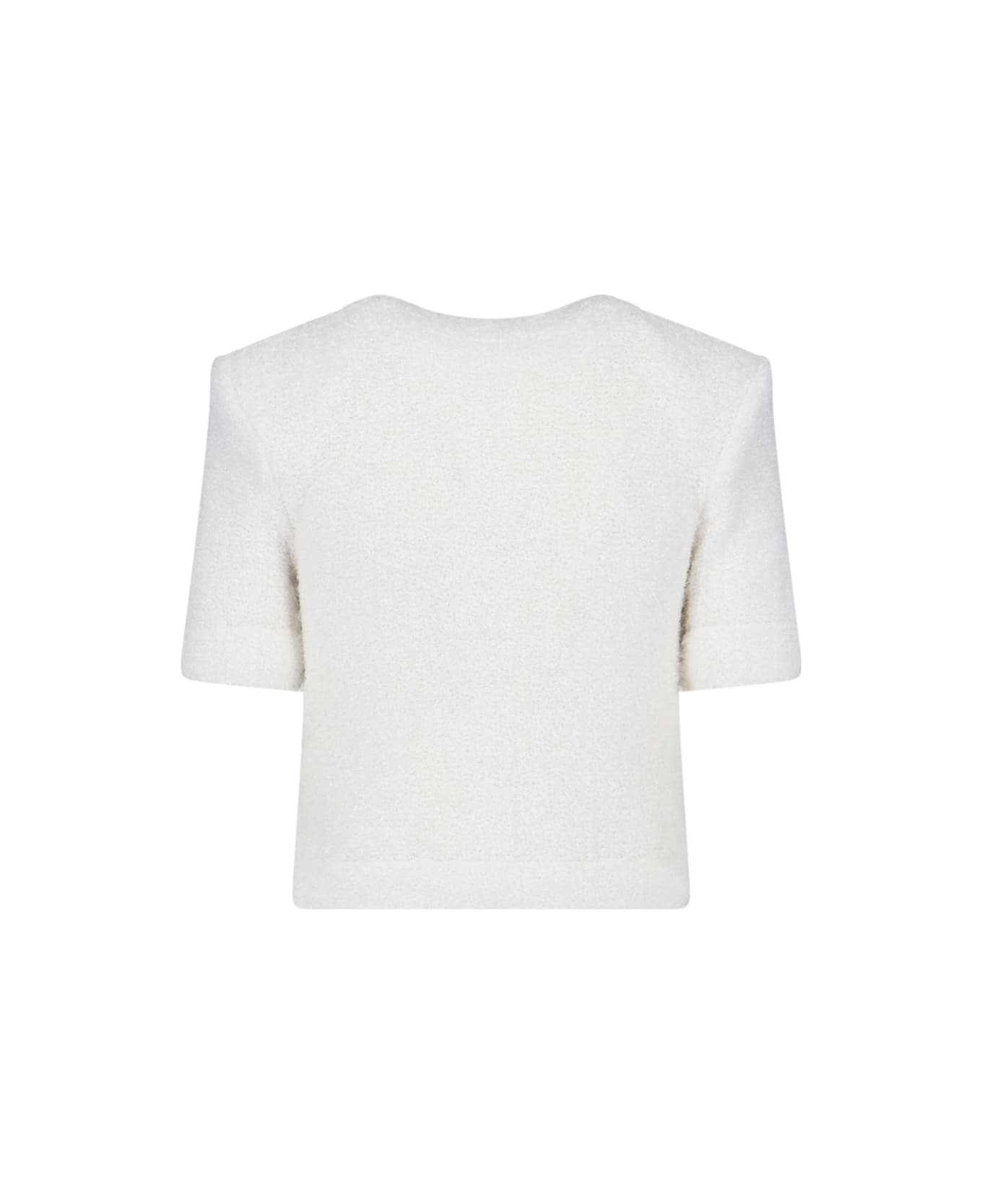 Balmain Cropped Cardigan - White