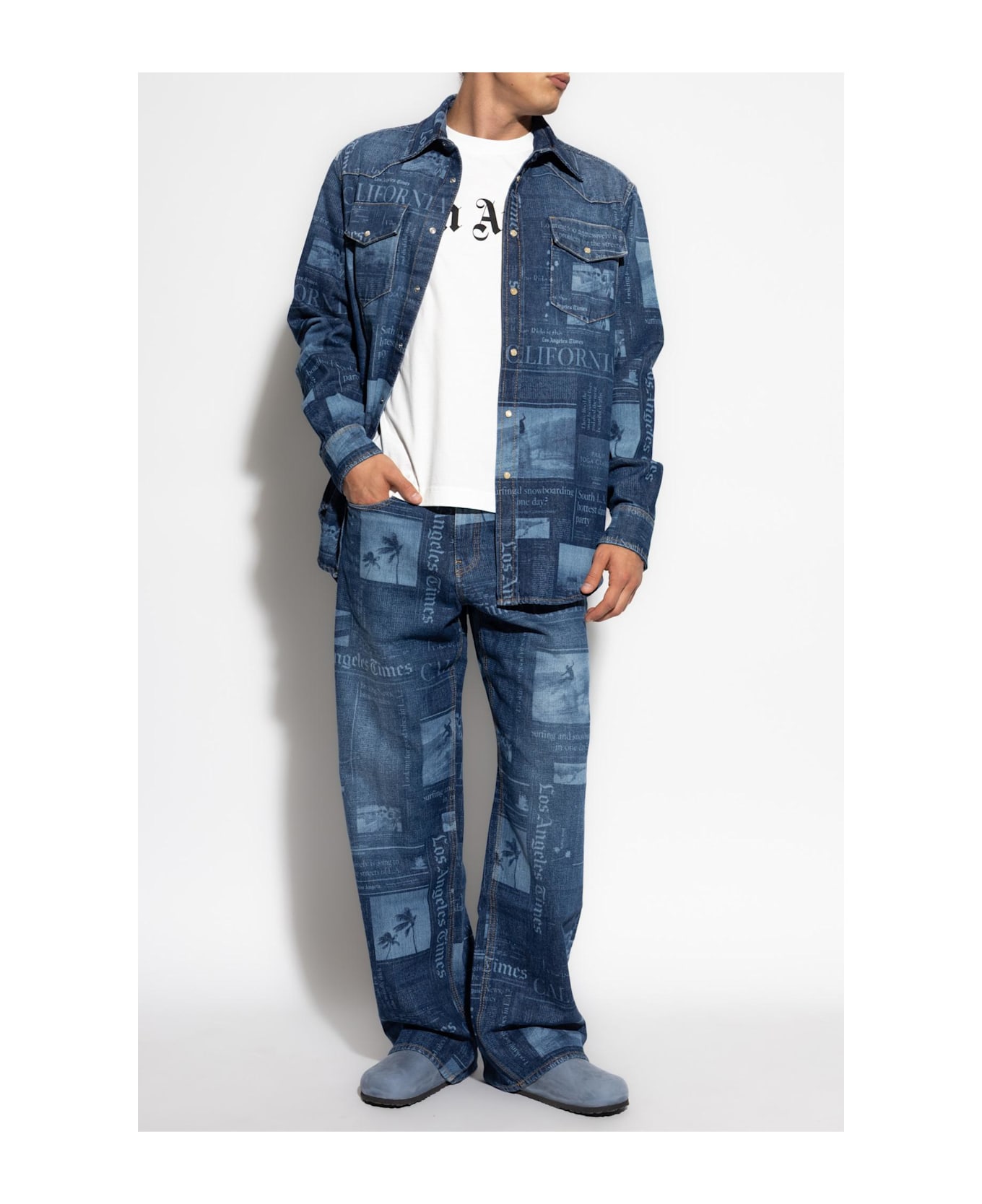 Palm Angels Patterned Jeans - BLUE