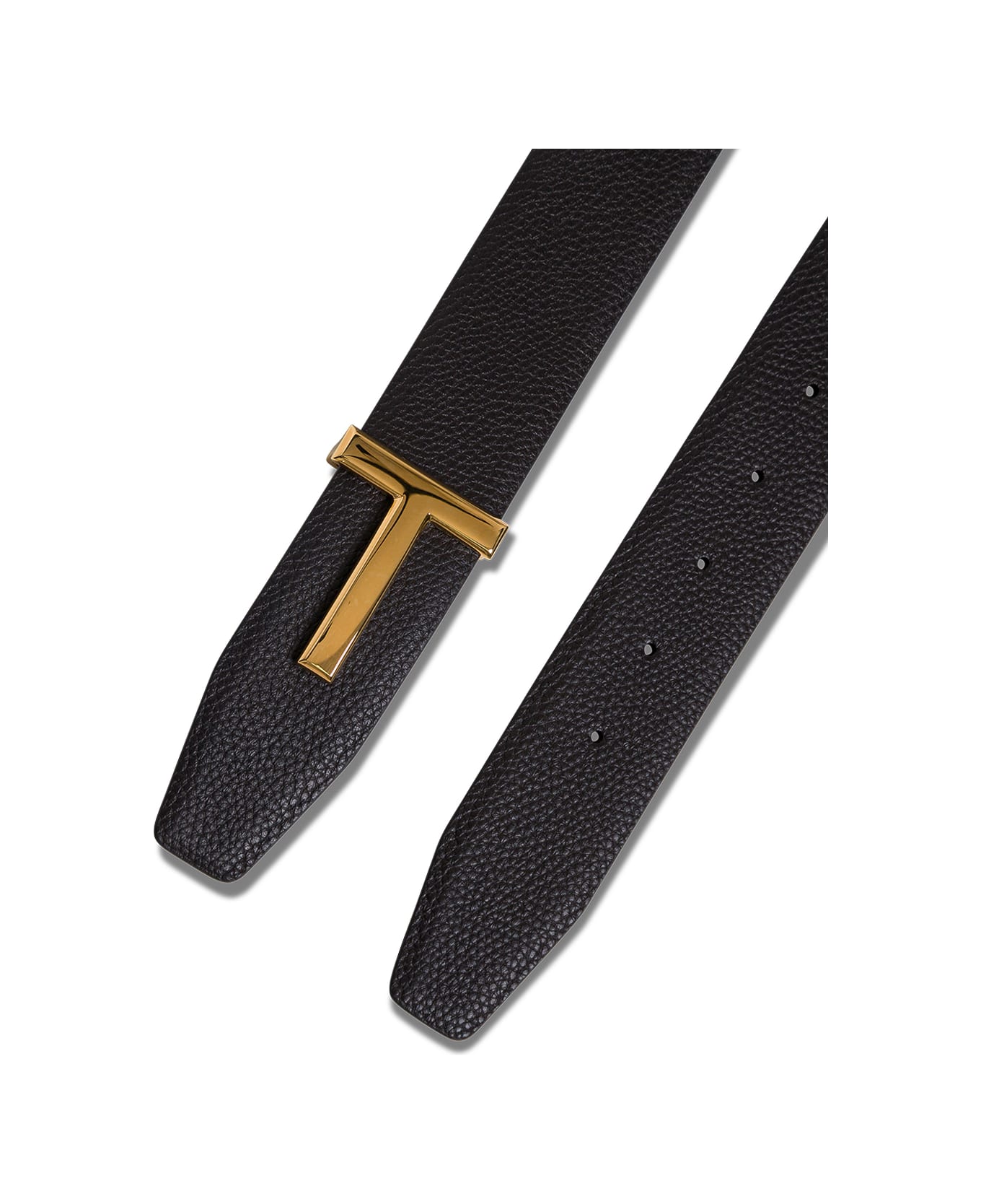 Tom Ford Reversible Brown And Black Leather T Belt - Brown