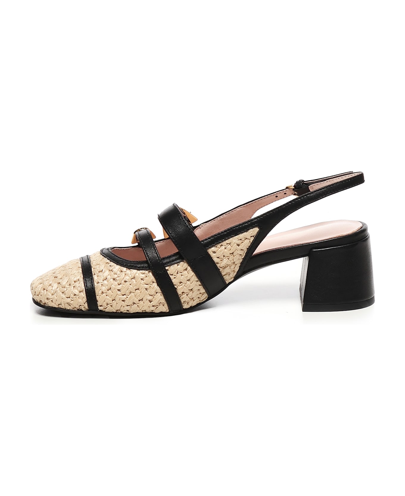 Coccinelle Maia Leather And Crochet Slingback - BEIGEl/BLACK