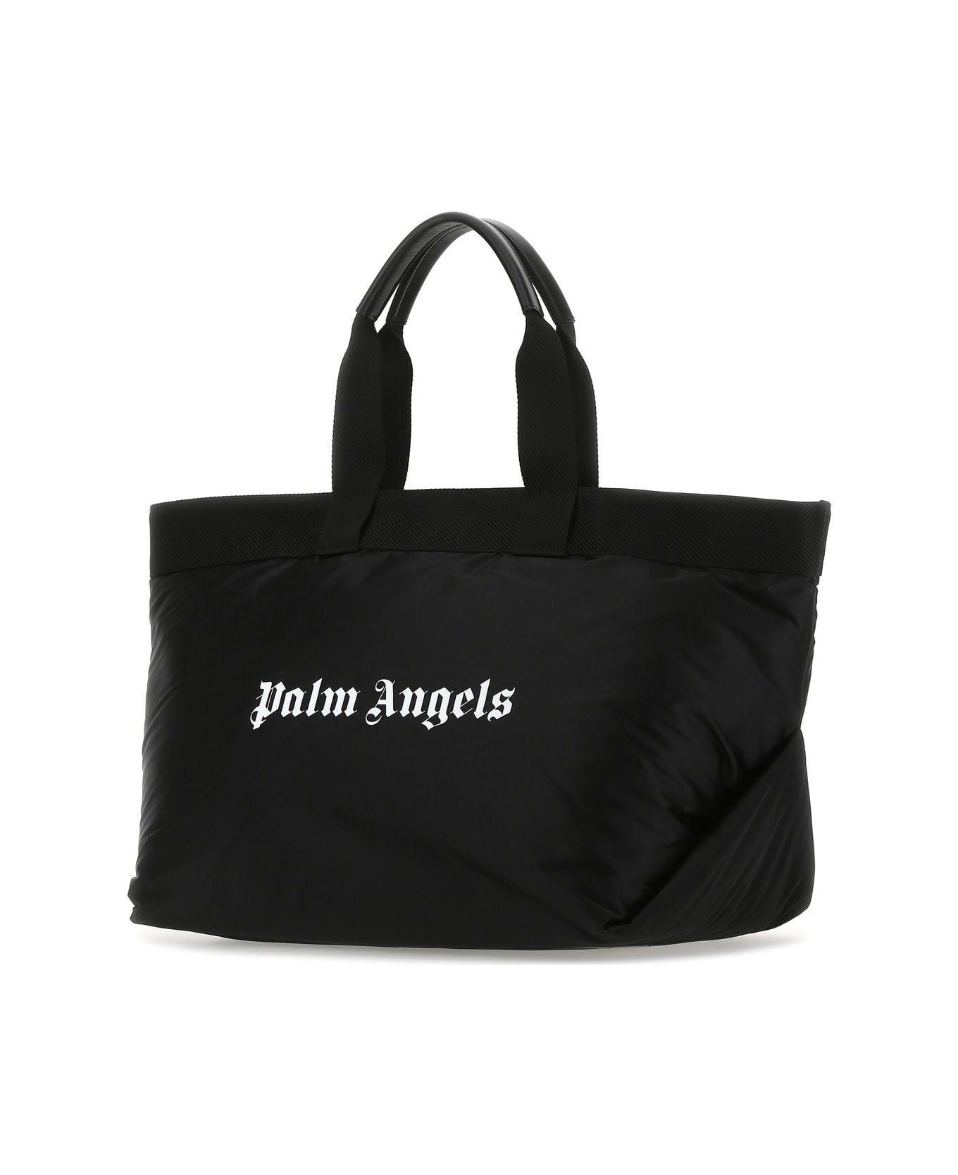 Palm Angels Black Fabric Shopping Bag - Nero/bianco