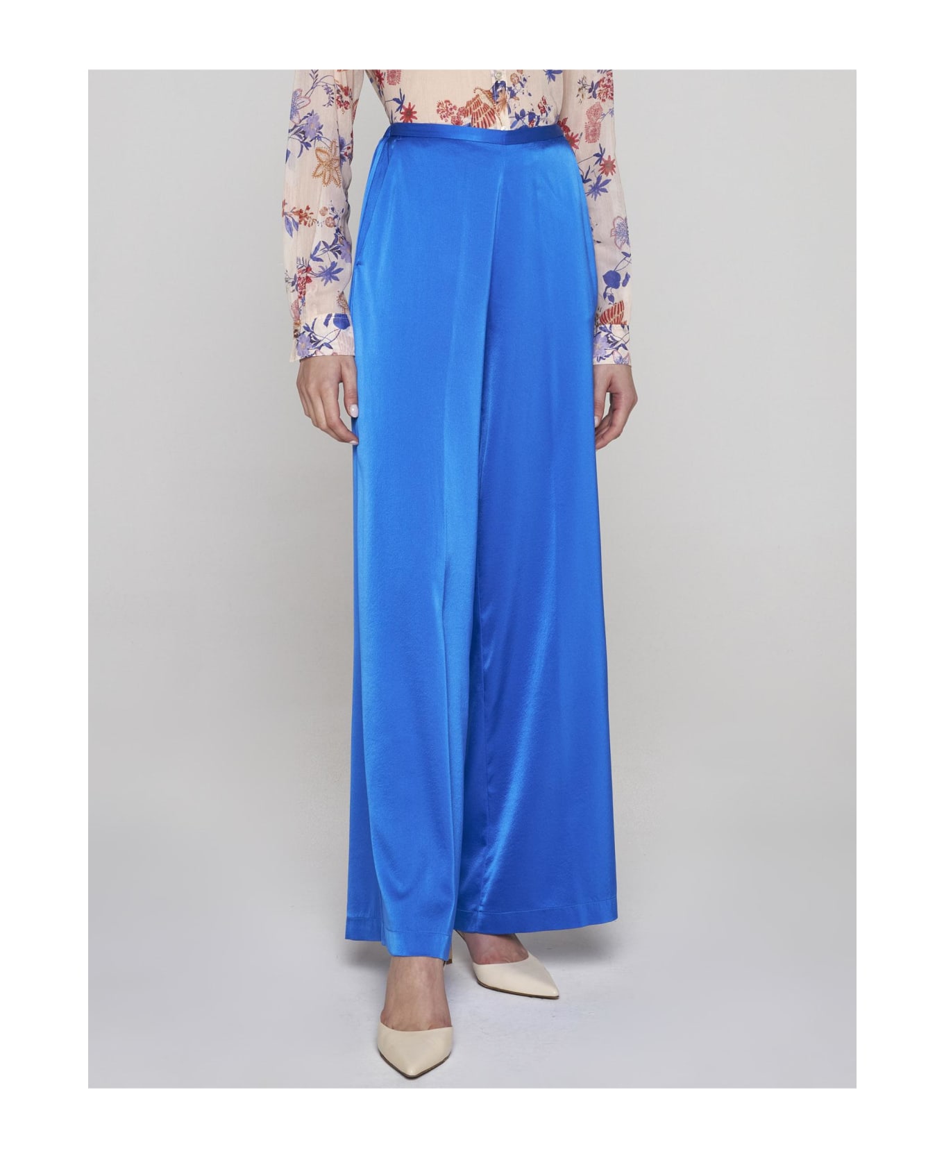 Forte_Forte Silk Satin Trousers - Electric