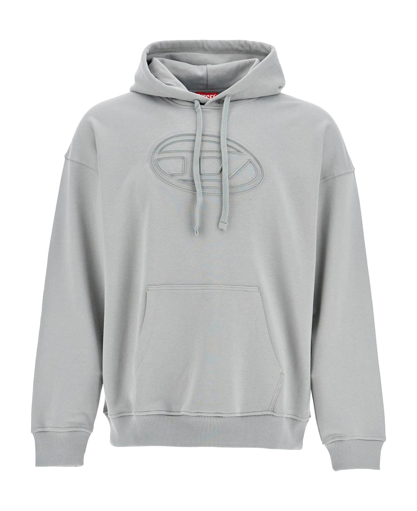 Diesel Men's Grey Cotton Hoodie With Kangaroo Pocket - Grigio