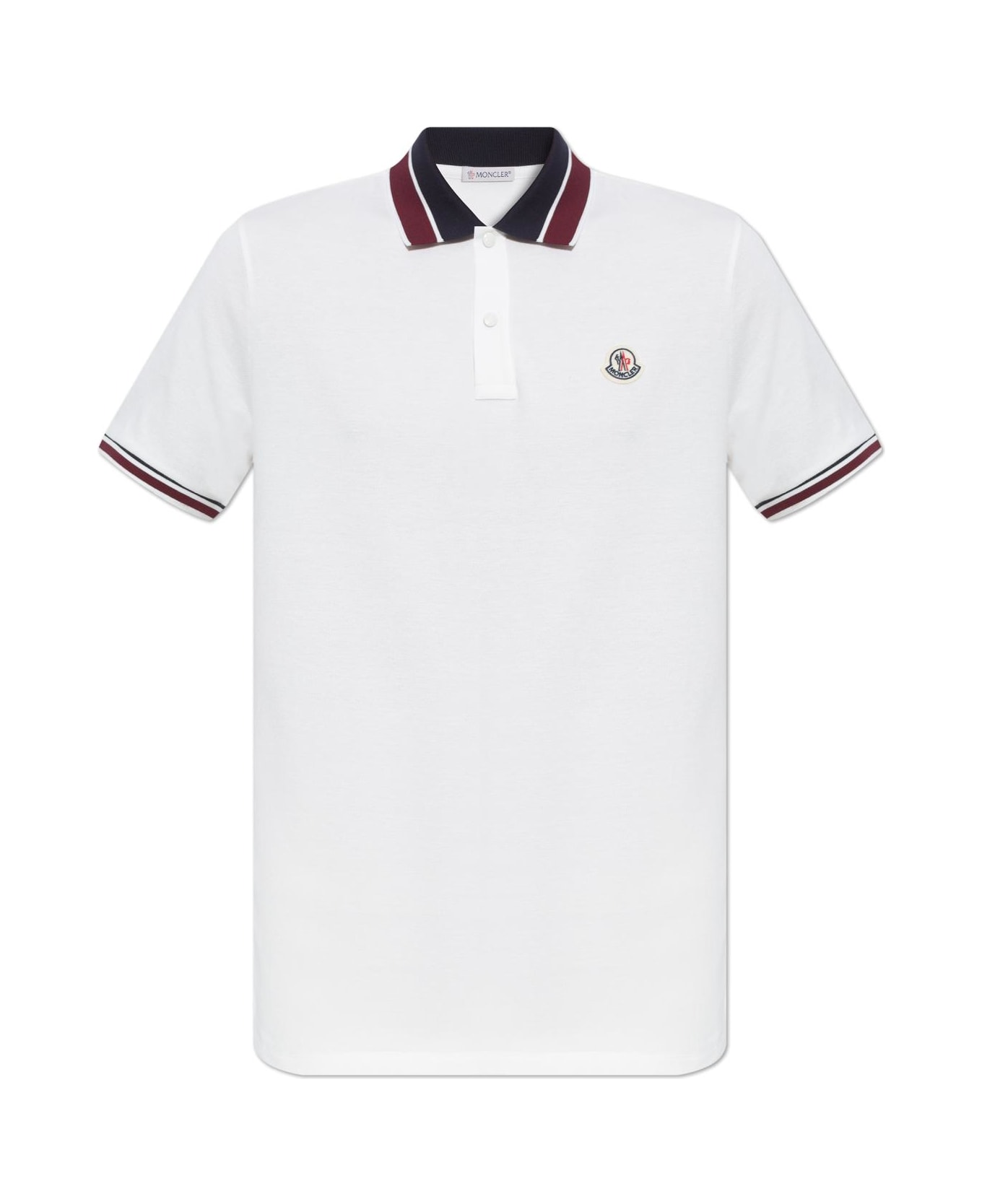 Moncler Cotton Polo With Logo - Bianco