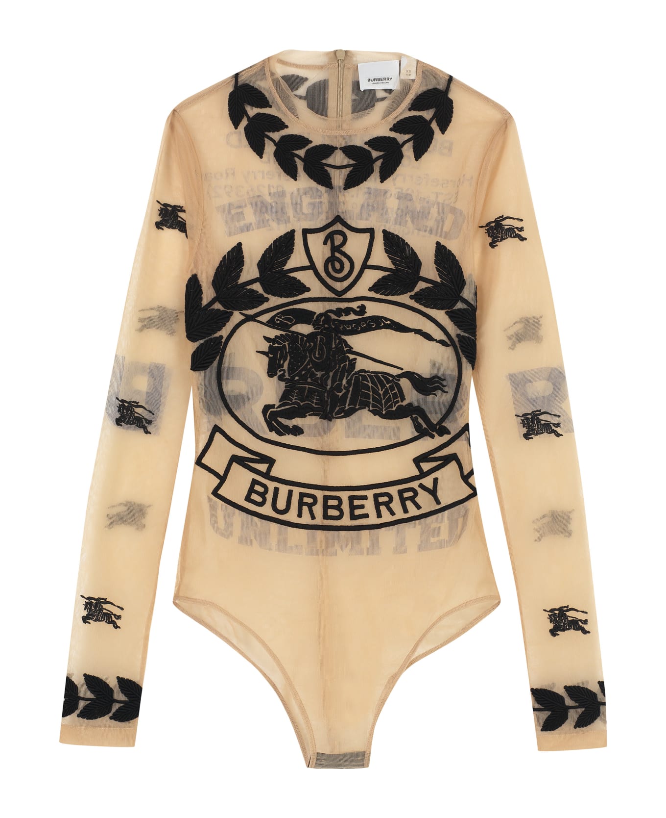 Burberry Embroidered Tulle Bodysuit - Beige ボディスーツ