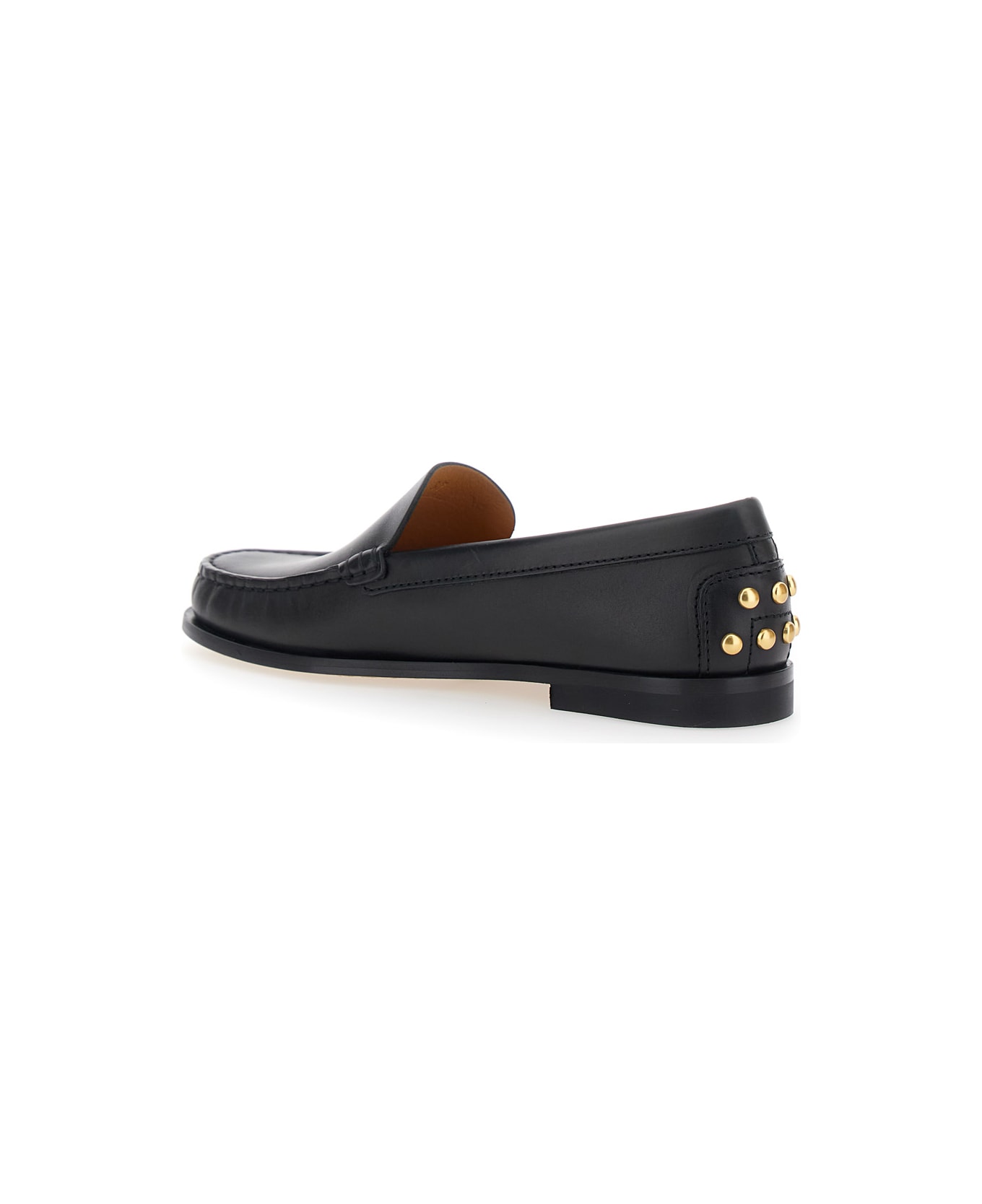 Tod's Black Loafers With Embossed Logo And Stud Details On The Back In Leather Woman - Black