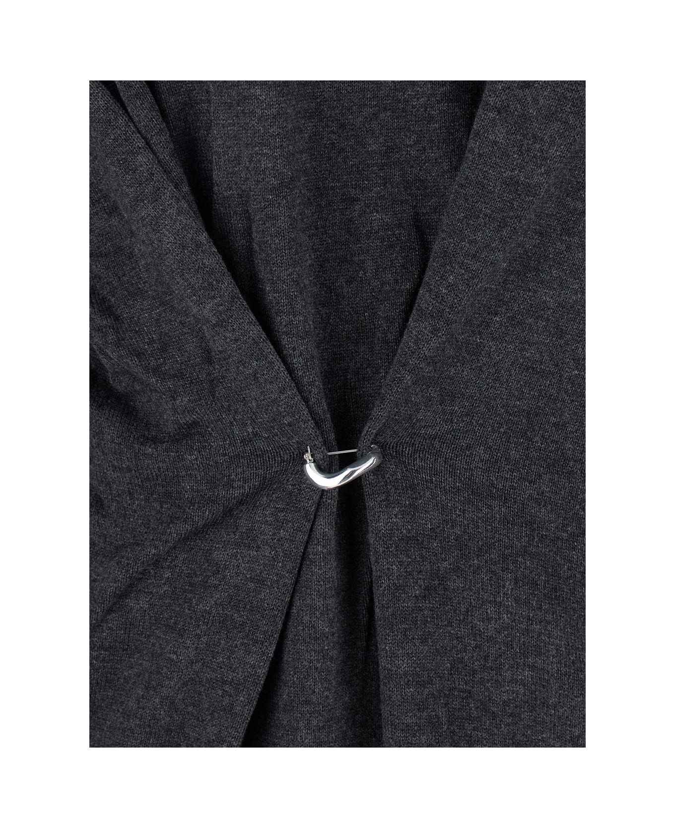 Isabel Marant Grey V-neck Sweater With Ring Detail At The Waist In Fabric Woman - An Anthracite