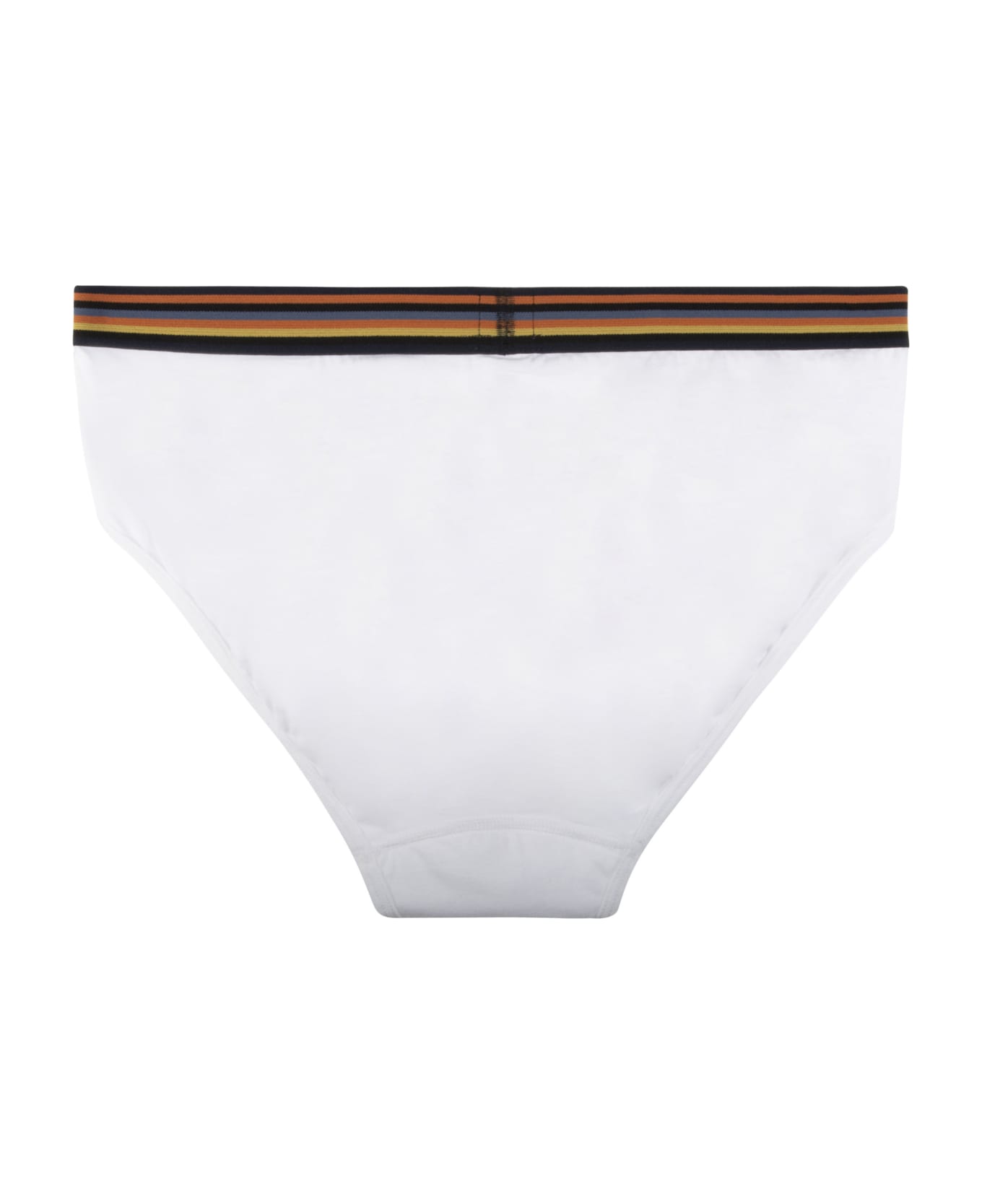 Paul Smith Artist Stripe Cotton Briefs With Elastic Band - White