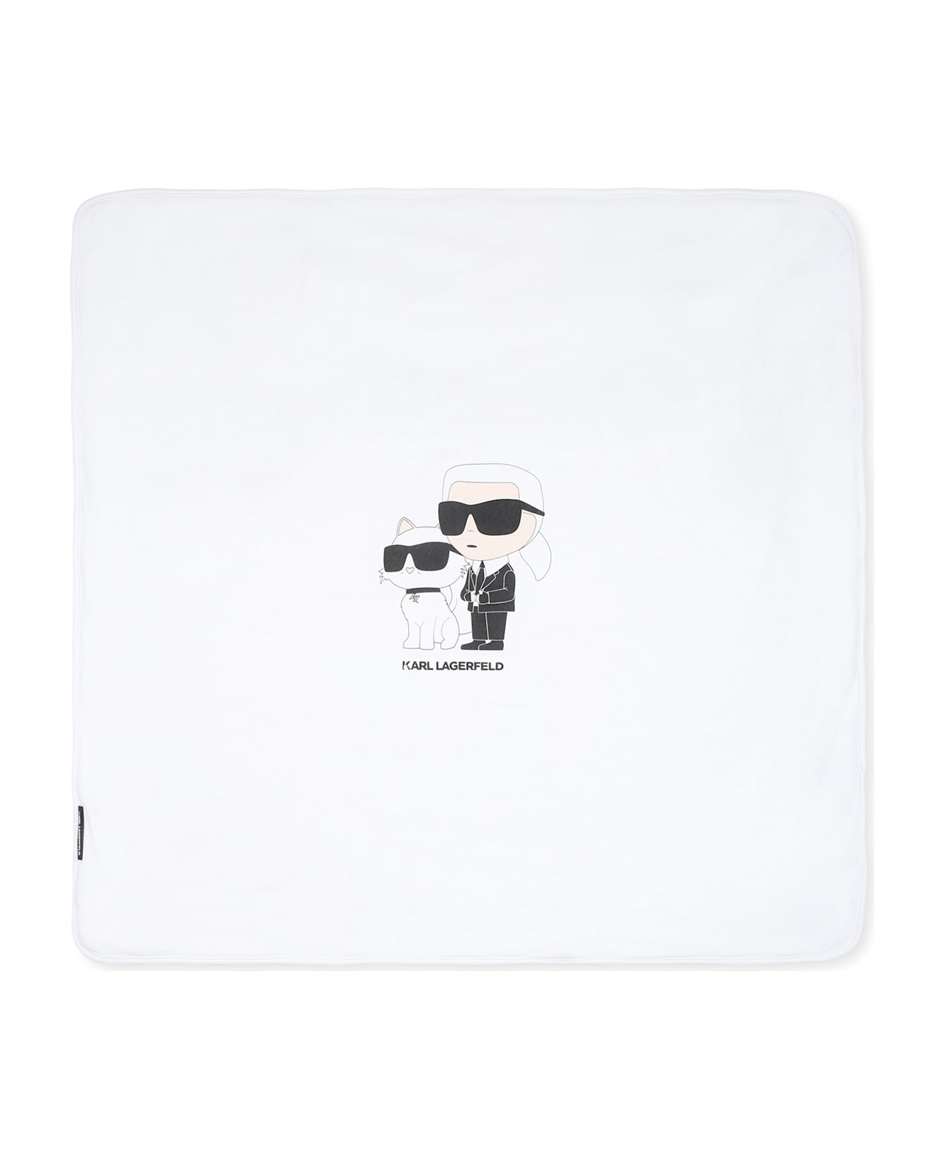 Karl Lagerfeld Kids White Blanket For Babykids With Choupette And Karl Lagerfeld - White