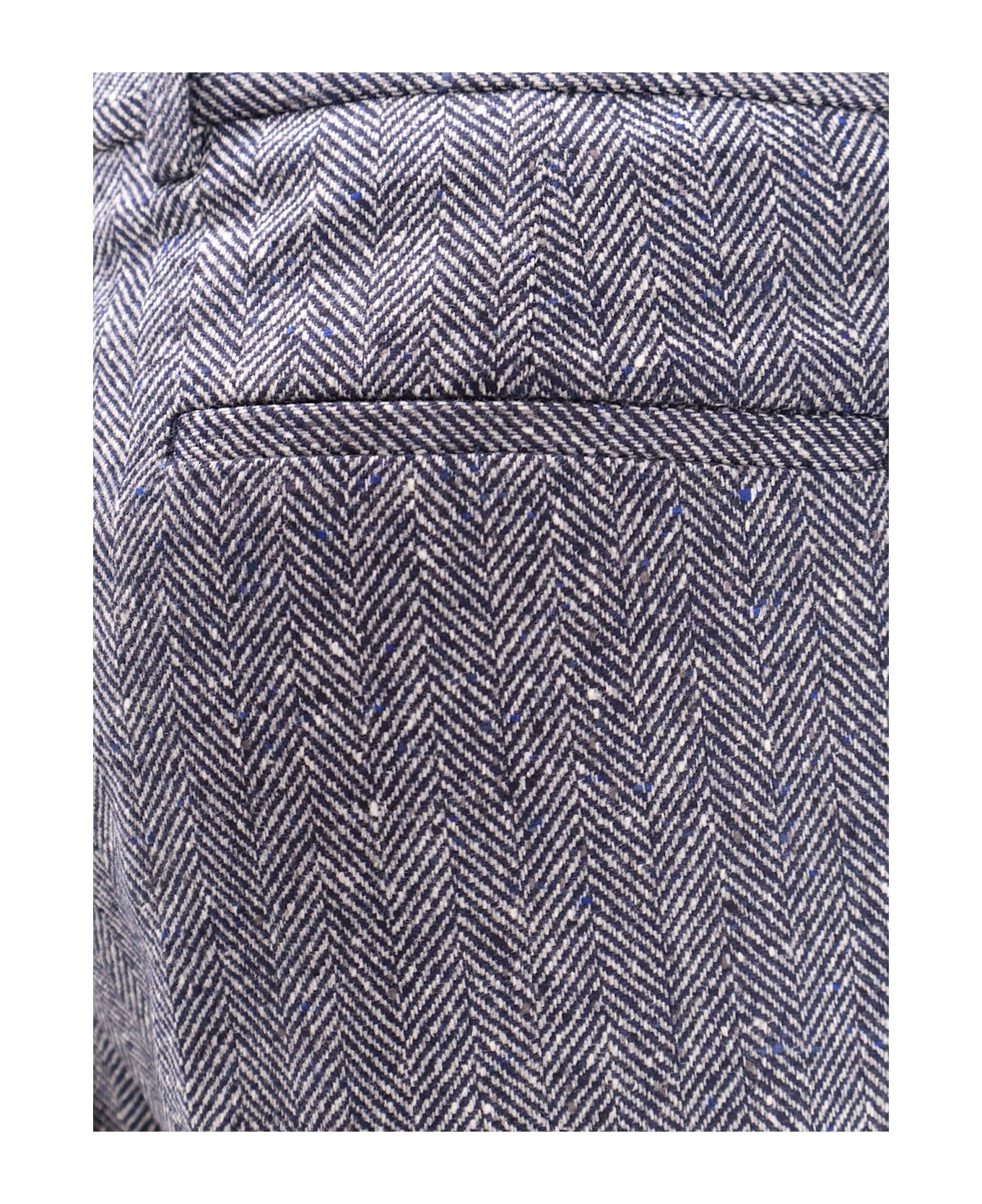Brunello Cucinelli Herringbone Wool And Cashmere Trousers - Blue
