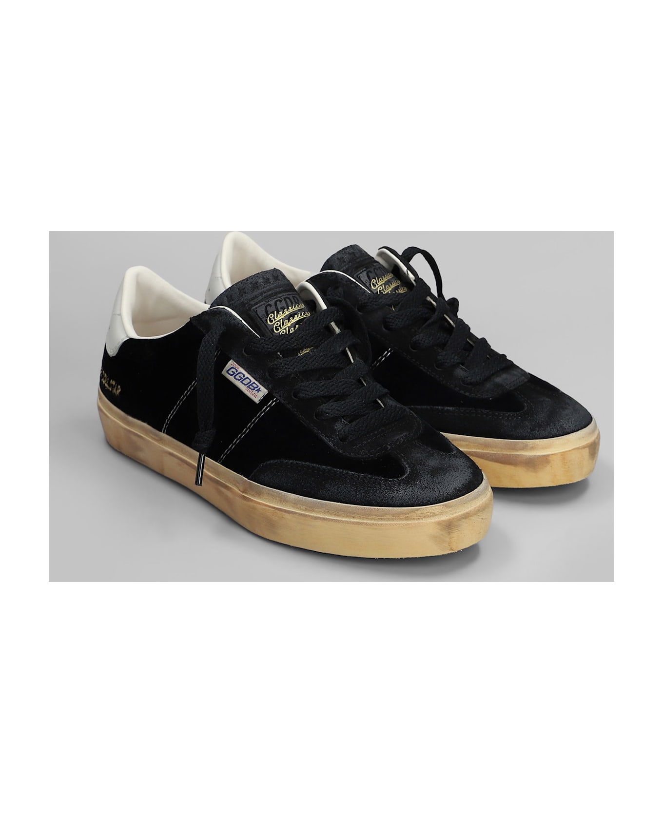 Golden Goose Soul Star Sneakers In Black Velvet - black