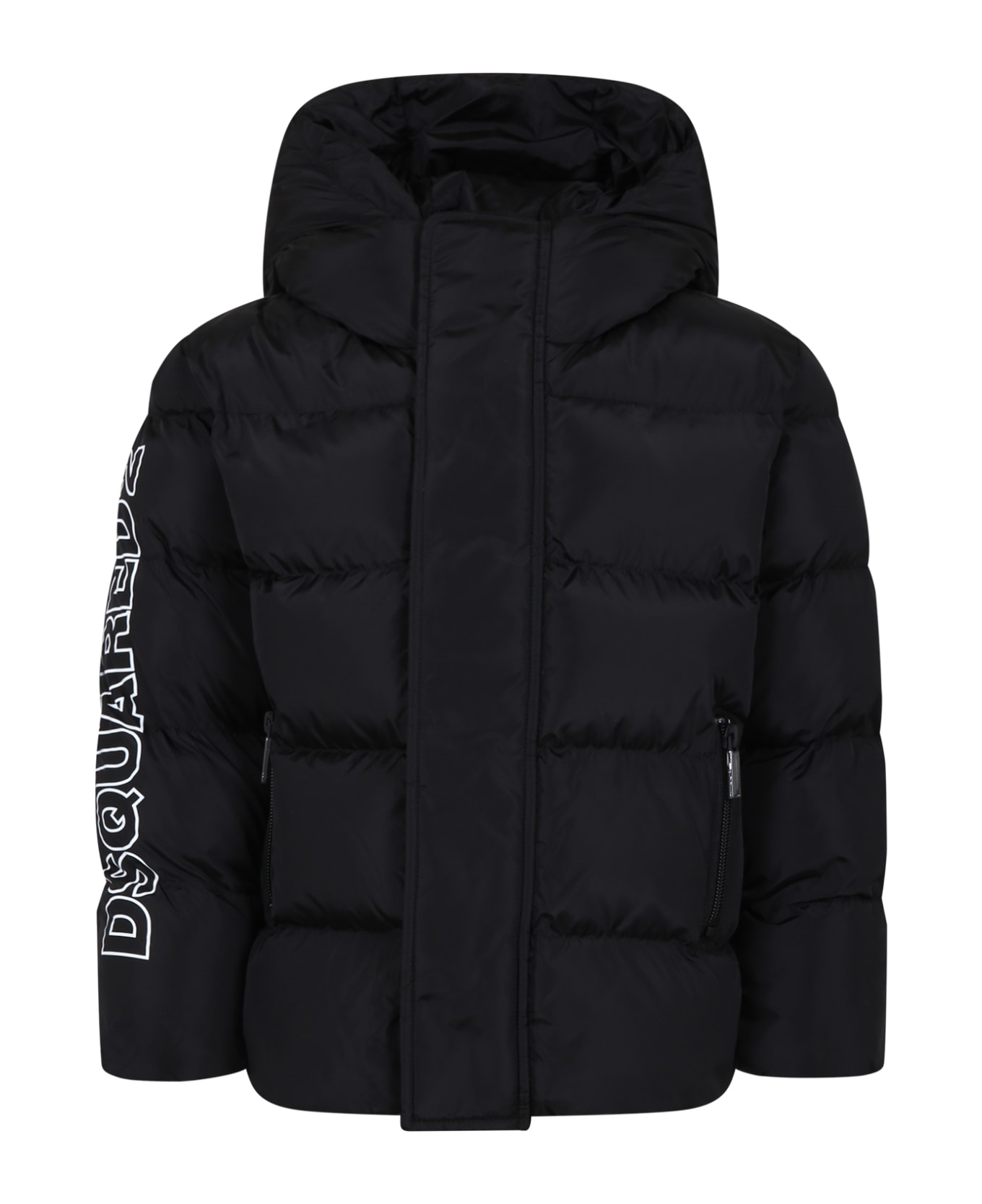 Dsquared2 Black Jacket For Boy With Logo - Nero