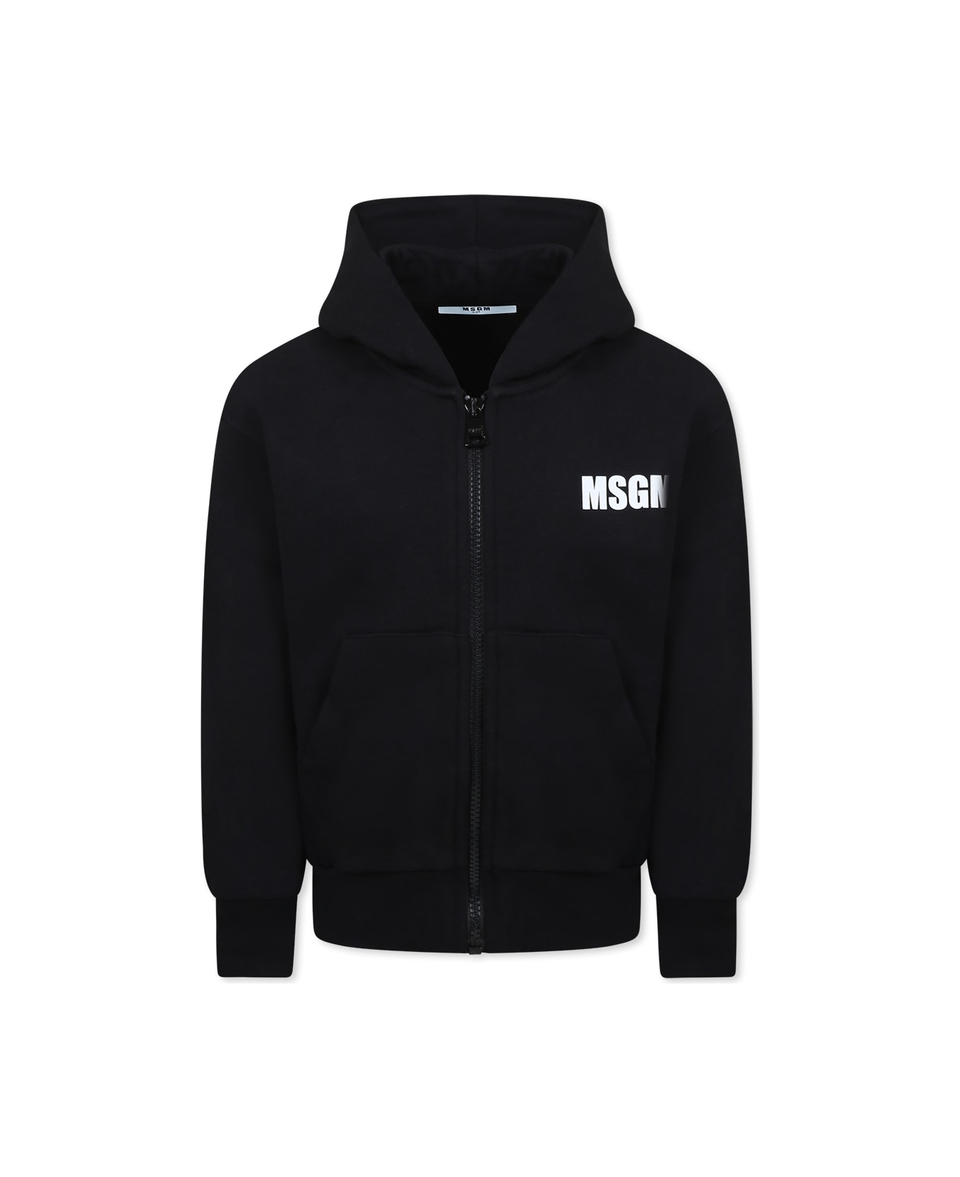 MSGM Black Sweatshirt For Kids With Logo - Black