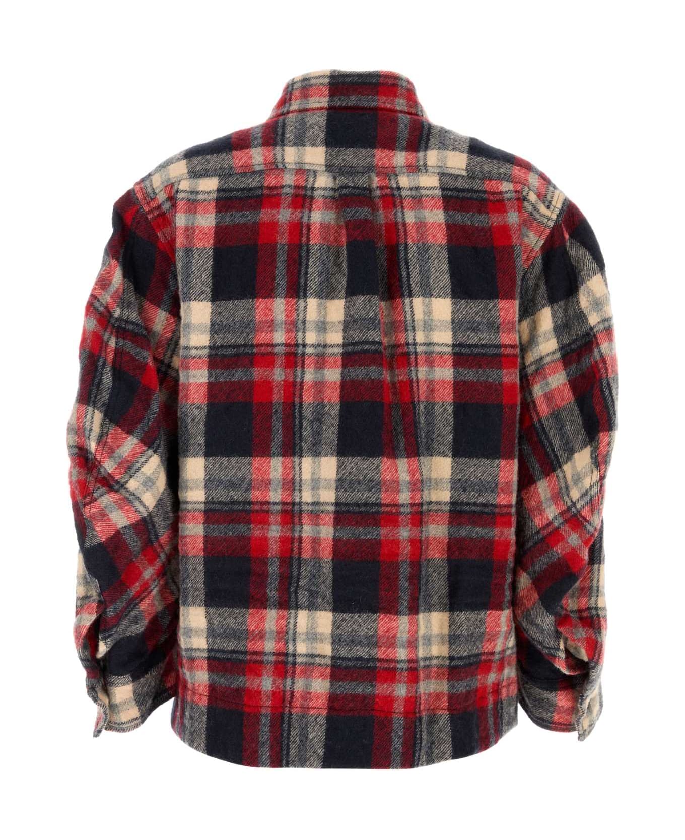 Dsquared2 Embroidered Flannel Dean Shirt - BEIGEREDBLUE